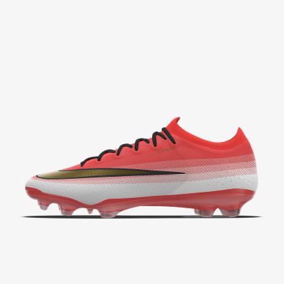 Nike Mercurial Vapor 17 Elite By You personalisierbarer Low-Top-Fußballschuh für normalen Rasen – Bright Crimson/Weiß [3389900446]