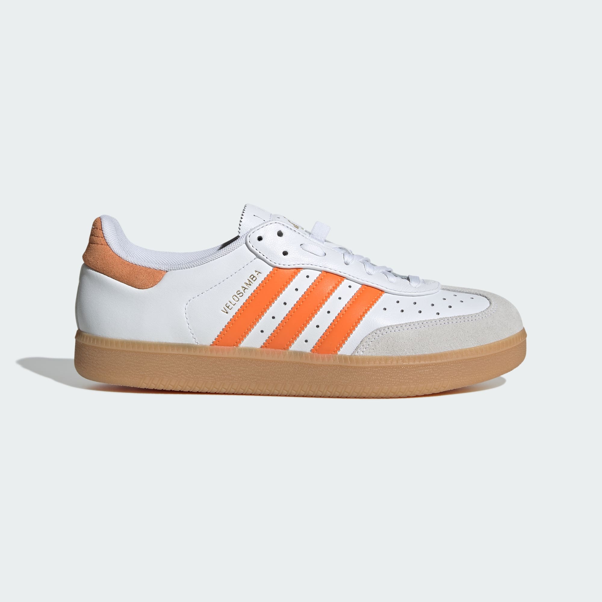 Velosamba Leather Fahrradschuh – Cloud White / Pure Orange / Gold Metallic – JQ9180