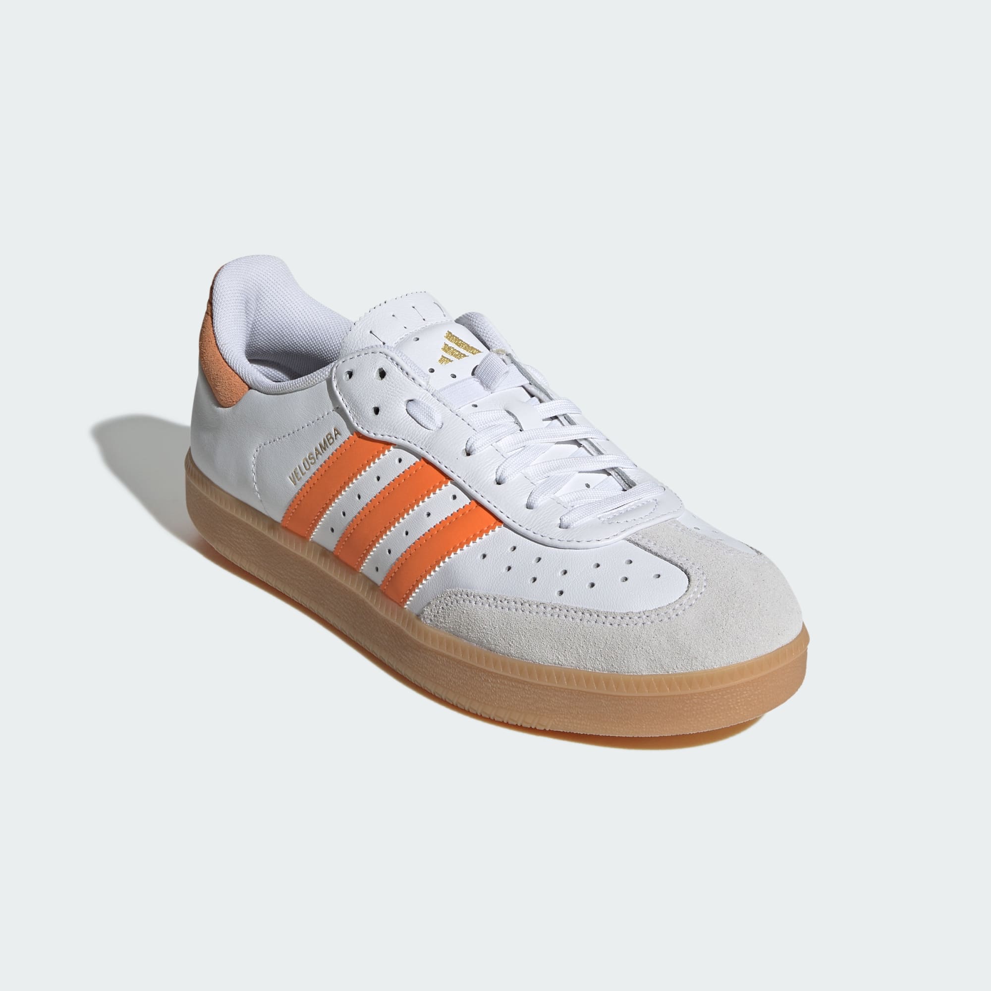 Velosamba Leather Fahrradschuh – Cloud White / Pure Orange / Gold Metallic – JQ9180
