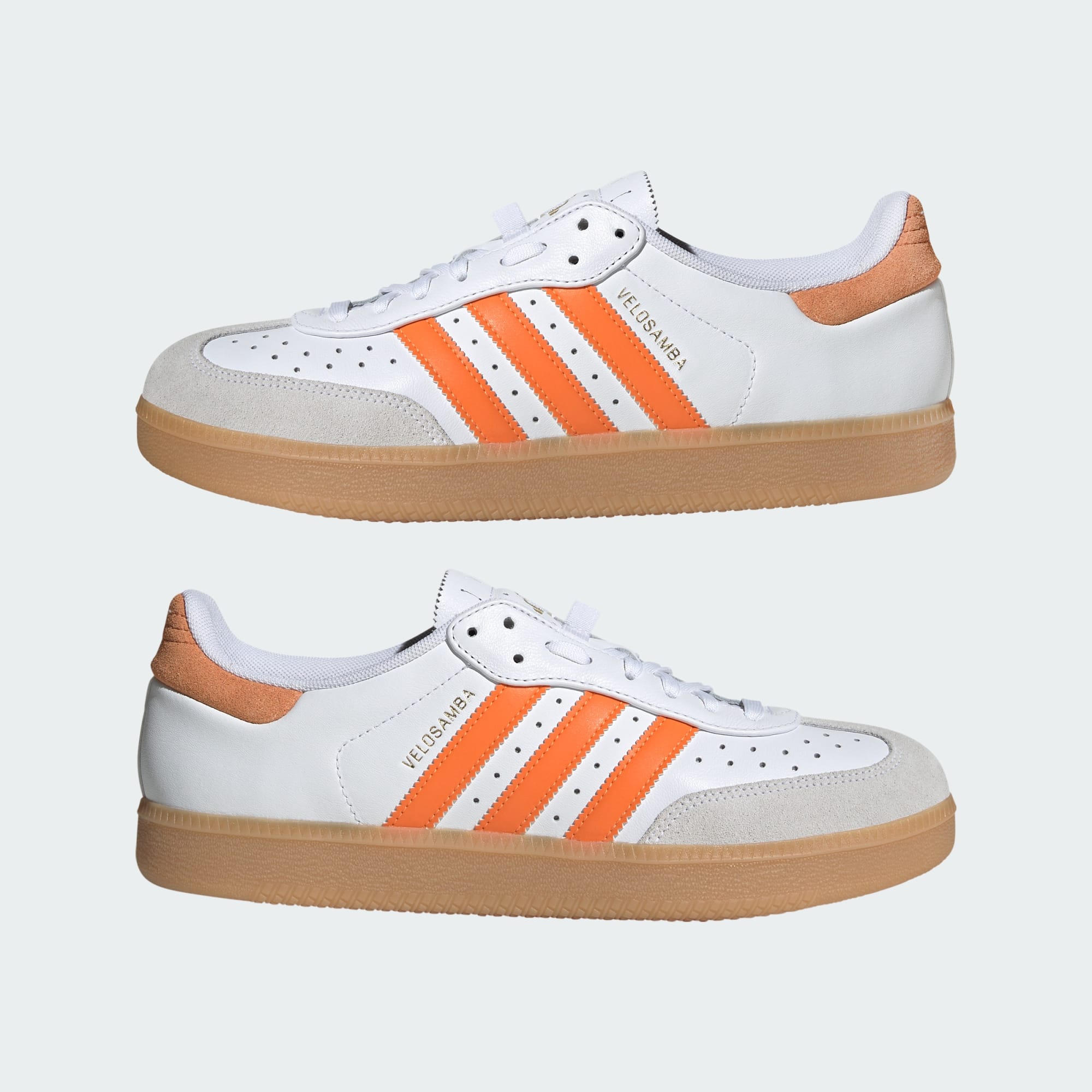 Velosamba Leather Fahrradschuh – Cloud White / Pure Orange / Gold Metallic – JQ9180
