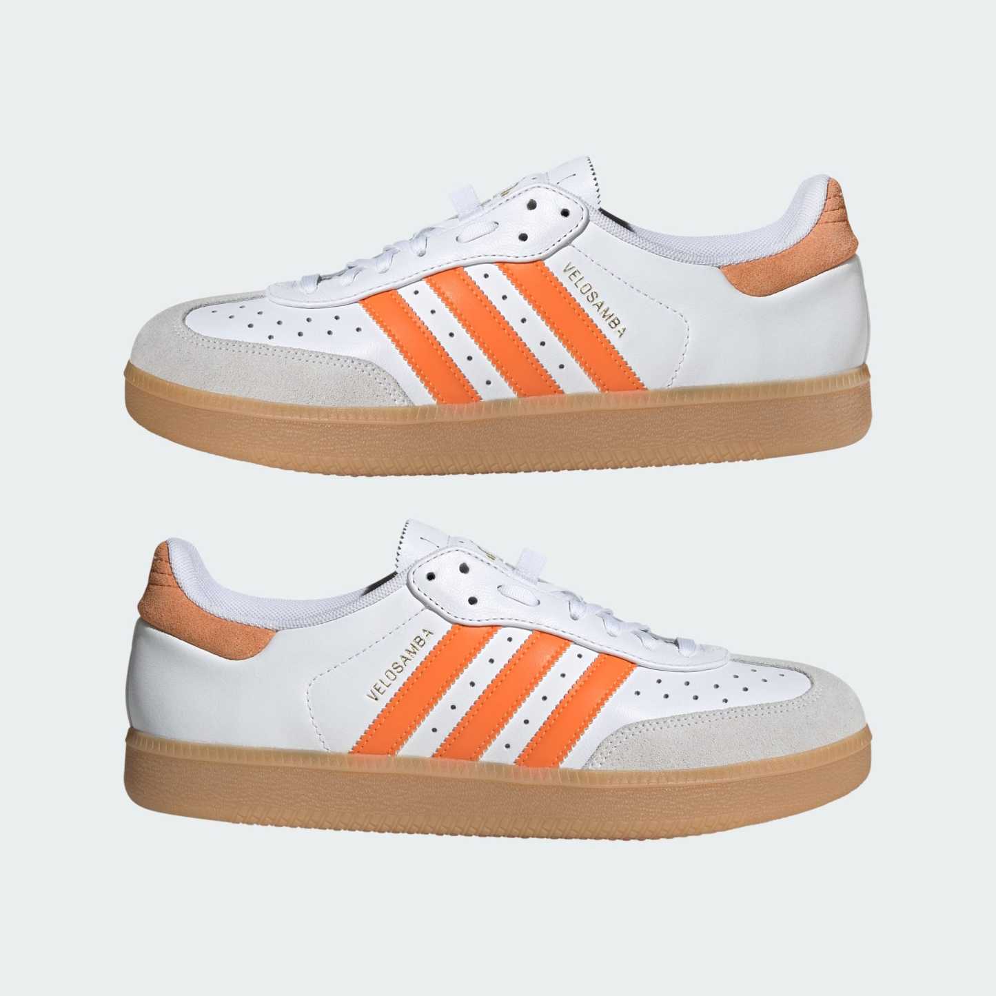 Velosamba Leather Fahrradschuh – Cloud White / Pure Orange / Gold Metallic – JQ9180