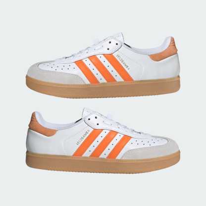 Velosamba Leather Fahrradschuh – Cloud White / Pure Orange / Gold Metallic – JQ9180