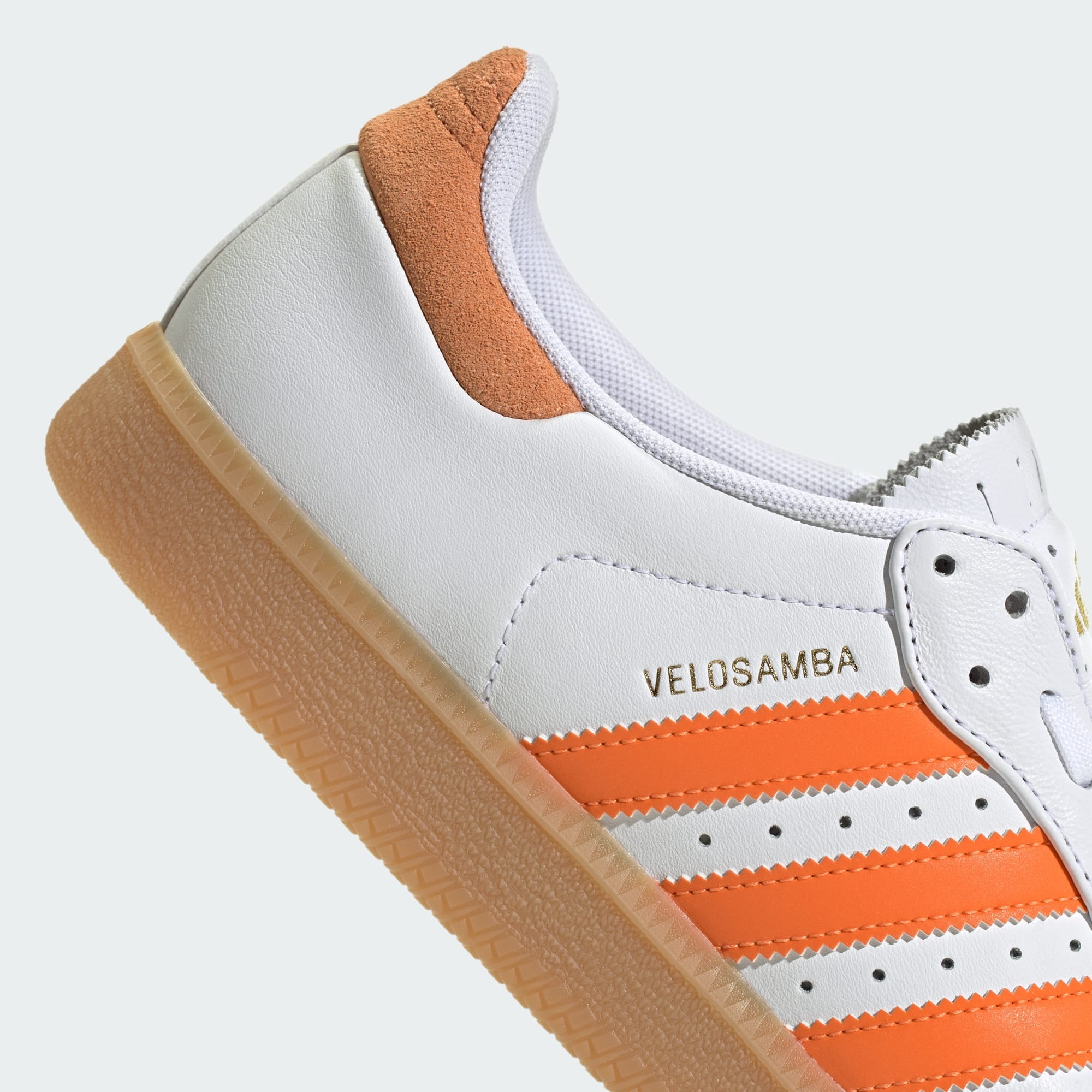 Velosamba Leather Fahrradschuh – Cloud White / Pure Orange / Gold Metallic – JQ9180