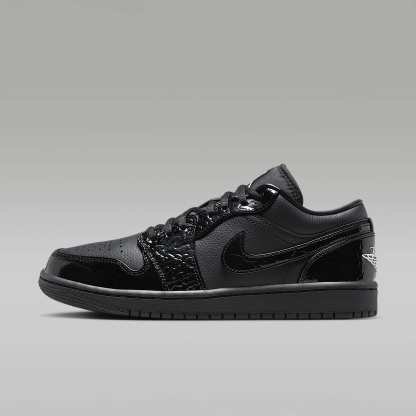 Air Jordan 1 Low SE Damenschuh – Schwarz/Weiß/Metallic Silver/Schwarz