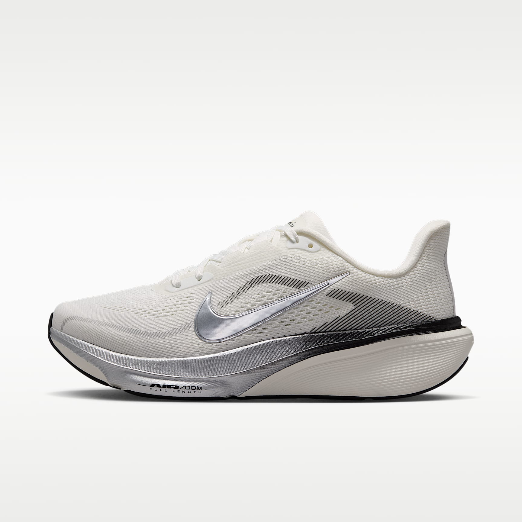 Nike Pegasus 42 Straßenlaufschuh (Damen) – Summit White/Sail/Schwarz/Metallic Silver