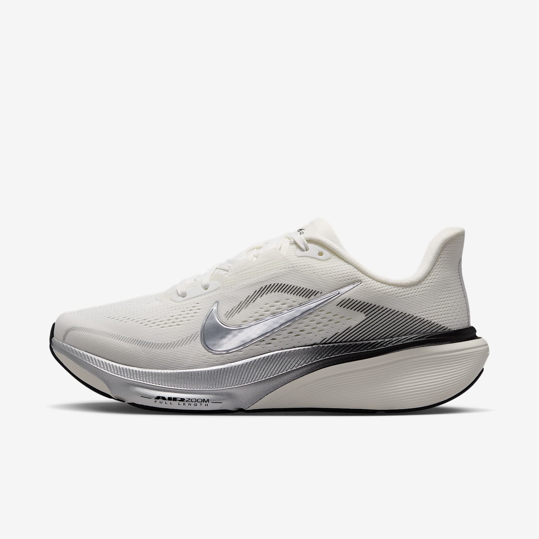 Nike Pegasus 42 Straßenlaufschuh (Damen) – Summit White/Sail/Schwarz/Metallic Silver