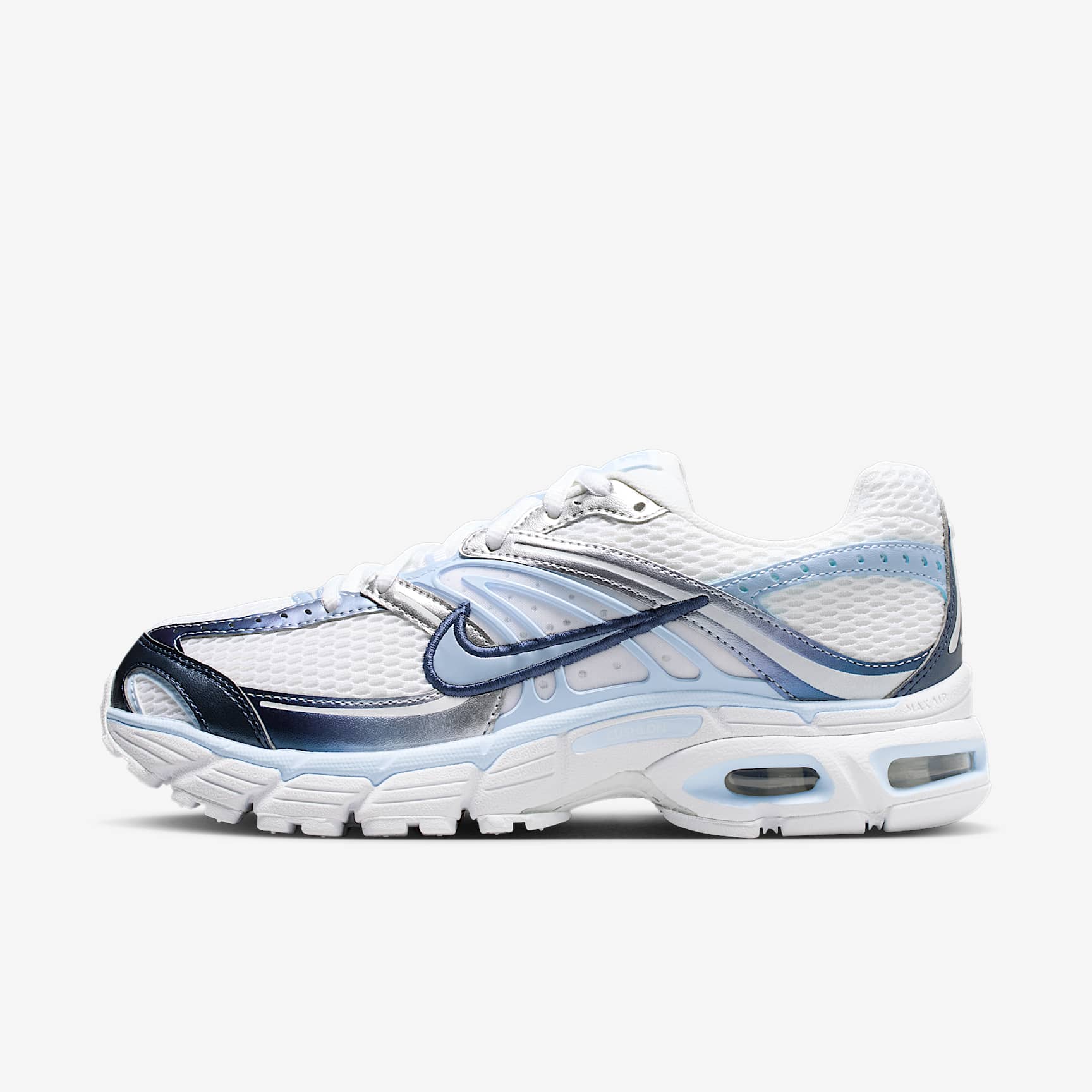 Nike Air Max Moto 2K Schuh (Damen) – Weiß/Metallic Silver/Midnight Navy/Hydrogen Blue