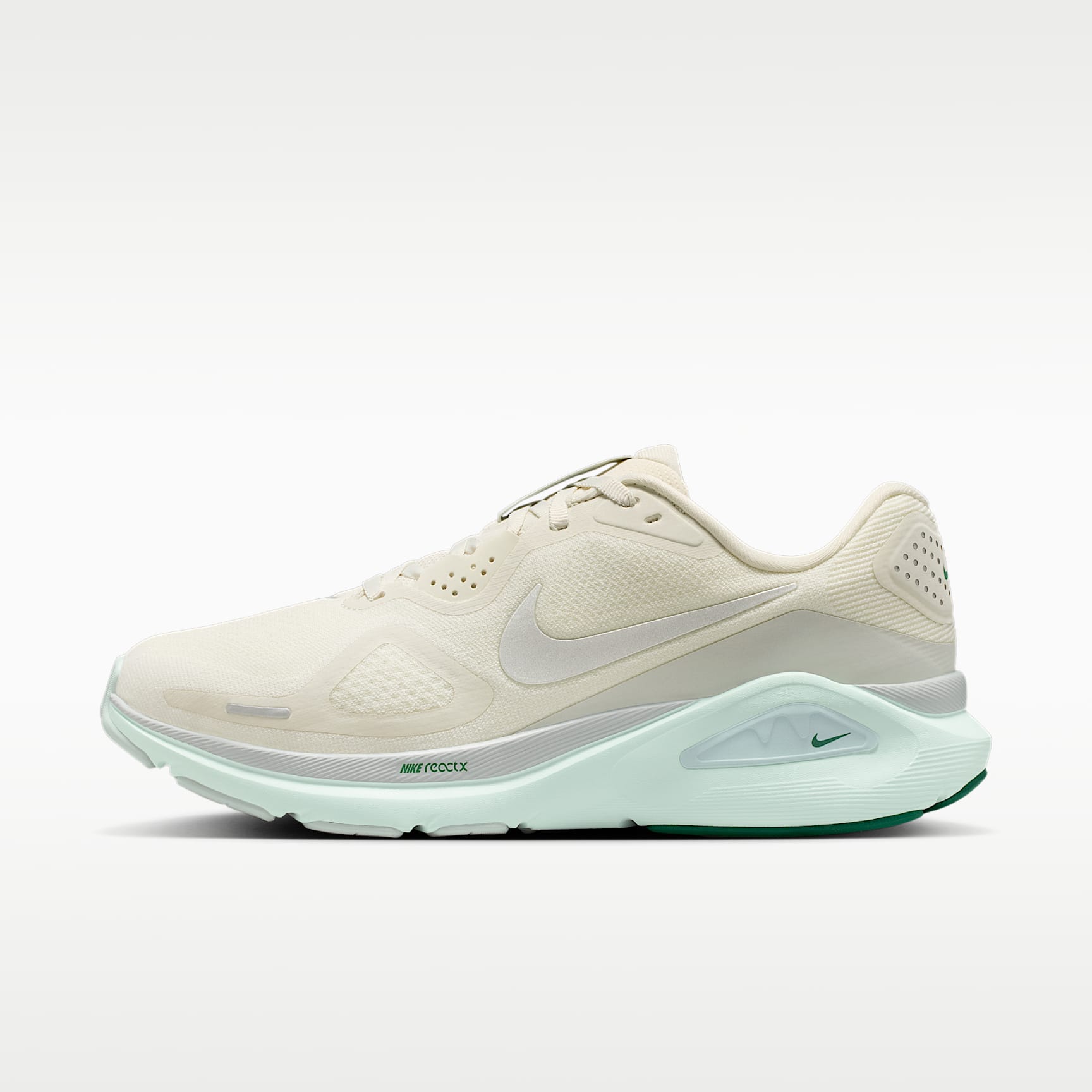Nike Structure 26 Straßenlaufschuh (Damen) – Sea Glass/Light Silver/Barely Green/Metallic Silver