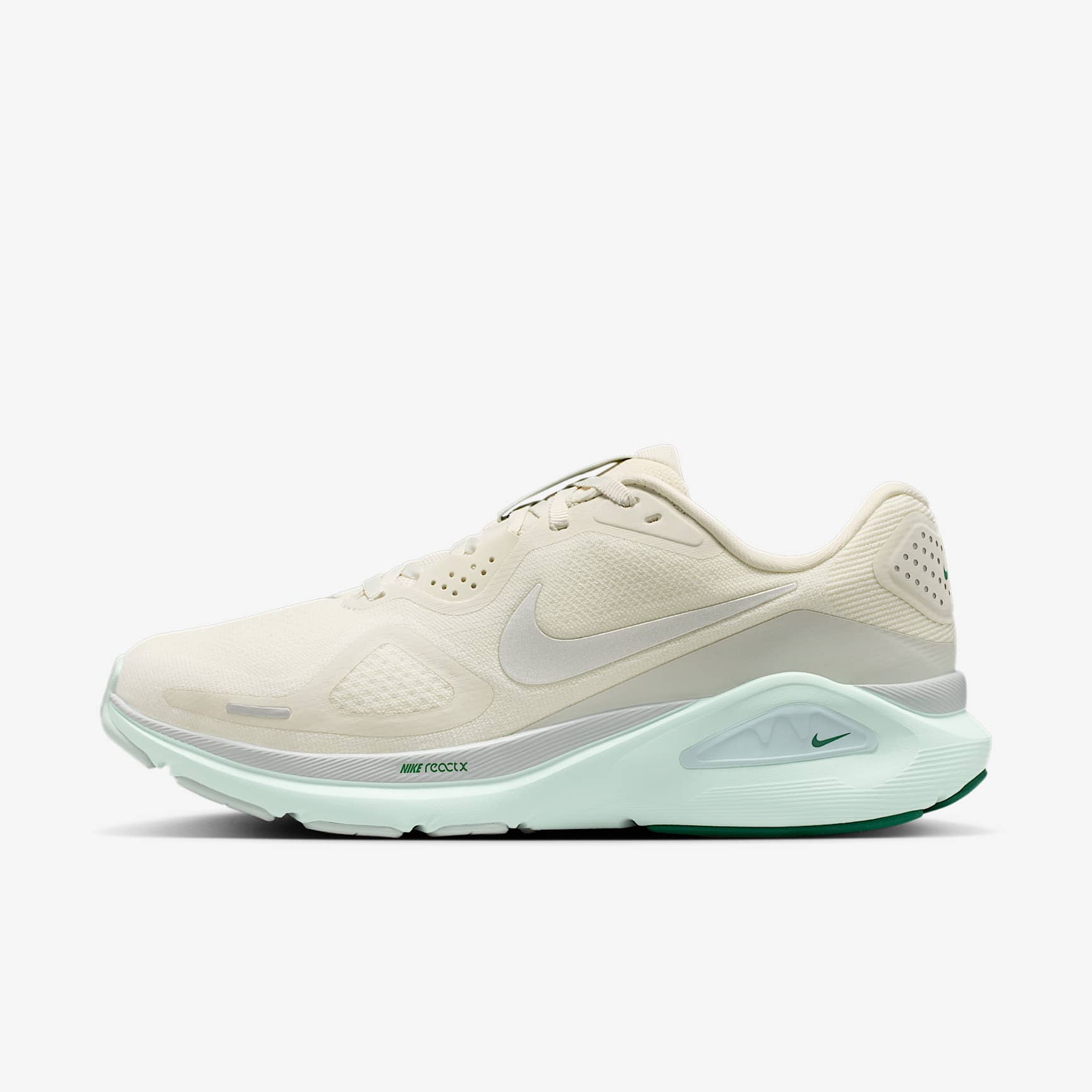 Nike Structure 26 Straßenlaufschuh (Damen) – Sea Glass/Light Silver/Barely Green/Metallic Silver