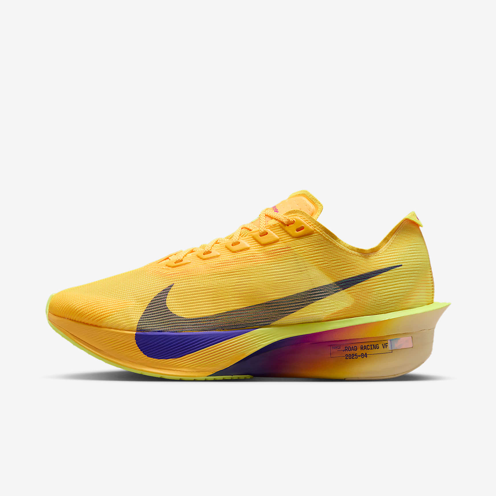 Nike Vaporfly 4 Straßenlaufschuh für Wettkämpfe (Damen) – Citron Pulse/Laser Orange/Volt Ice/Indigo Burst