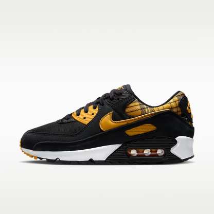 Nike Air Max 90 "Plaid" Schuh (Damen) – Schwarz/Weiß/Yellow Ochre