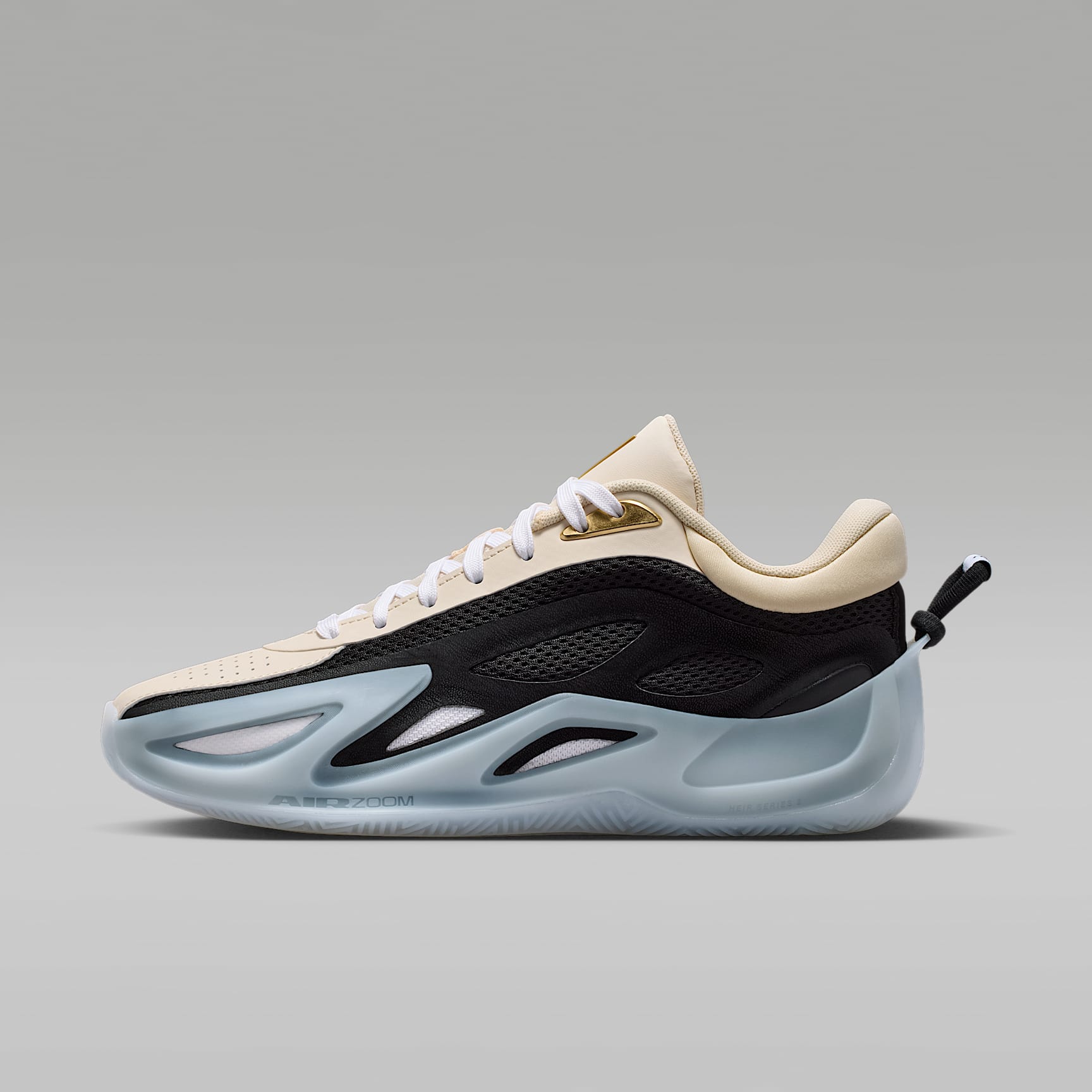 Jordan Heir Series 2 "Precious Medals" Basketballschuh – Pearl White/Schwarz/Metallic Gold/Weiß