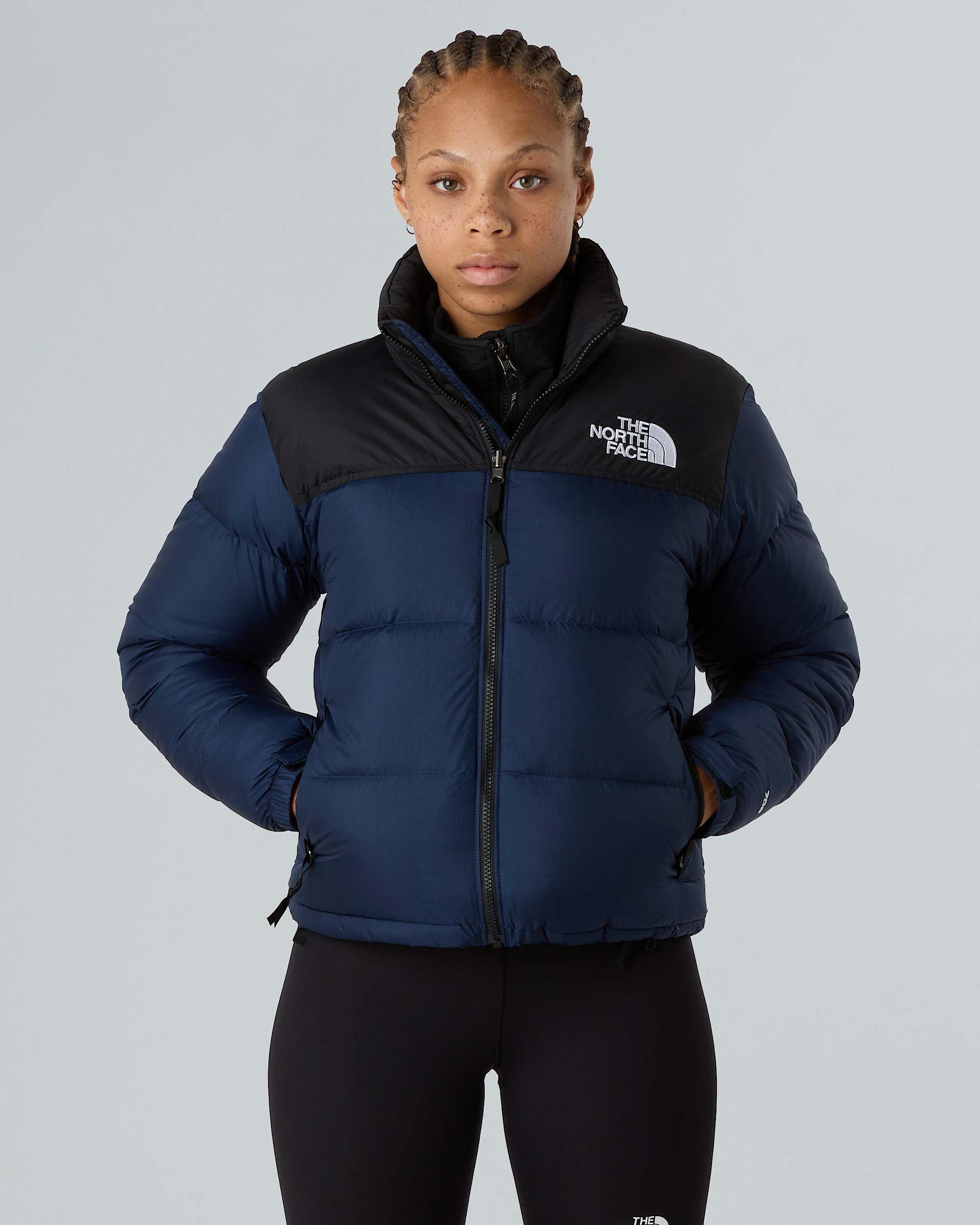 1996 Retro Nuptse Jacke für Damen – Summit Navy-TNF Black-Recycled Down