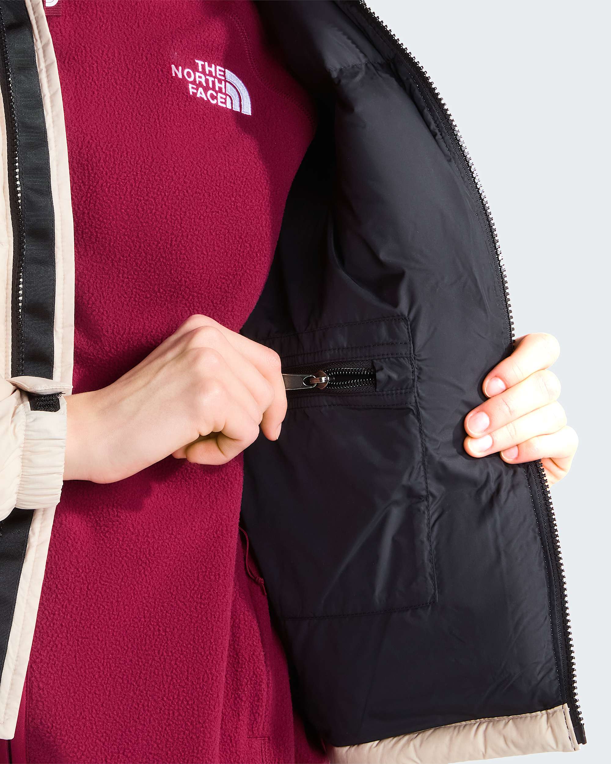 1996 Retro Nuptse Jacke für Damen – Timeless Taupe-TNF Black
