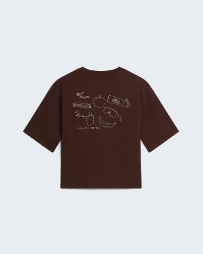 Hike Picnic Boxy Graphic T-Shirt Damen – Dark Chestnut