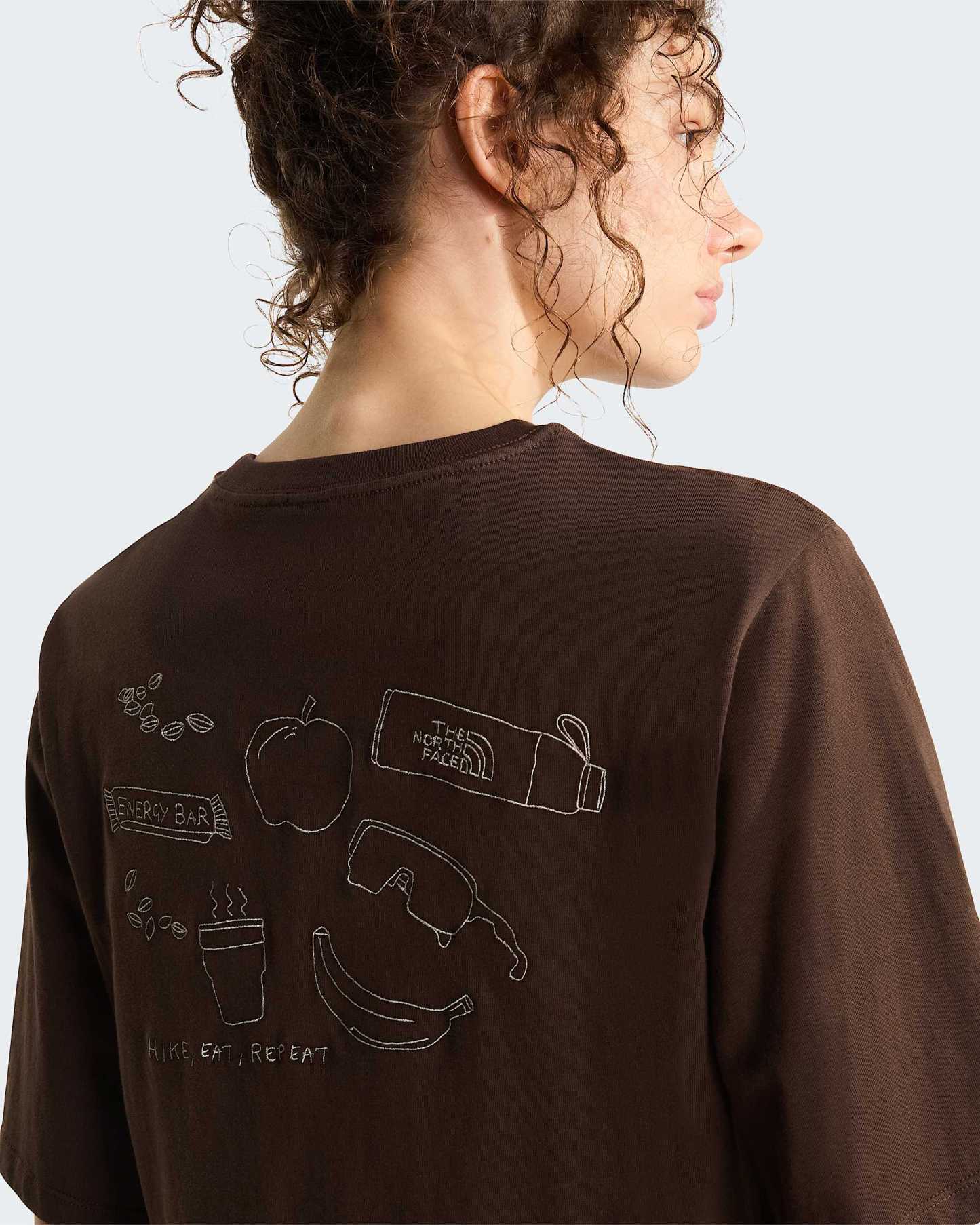 Hike Picnic Boxy Graphic T-Shirt Damen – Dark Chestnut