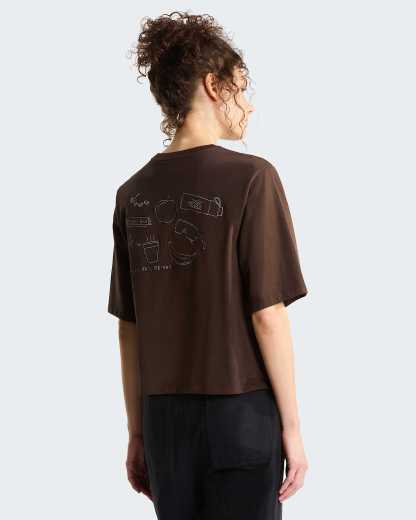Hike Picnic Boxy Graphic T-Shirt Damen – Dark Chestnut