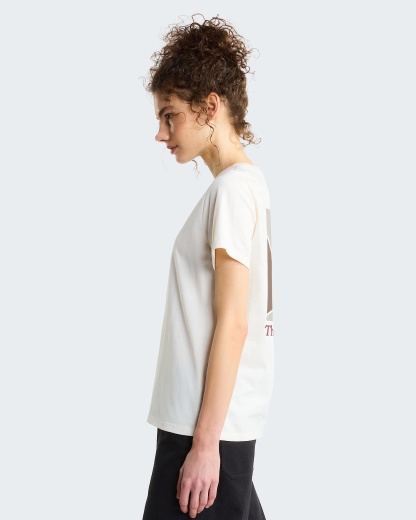 Monte normal geschnittenes T-Shirt mit Grafik für Damen – White Dune