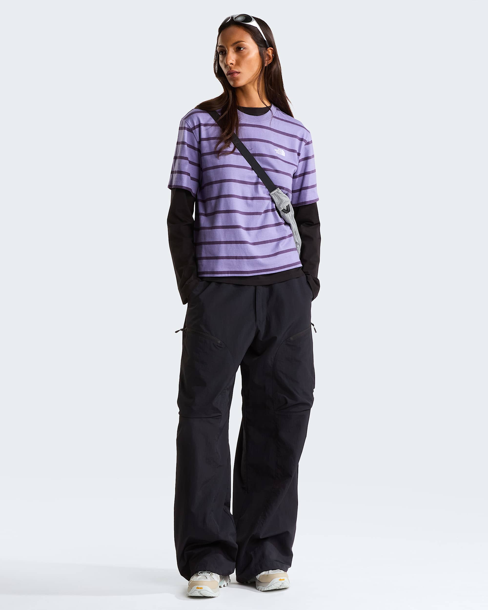 Vista Stripe T-Shirt Damen – Grounded Plum TNF Open Stripe