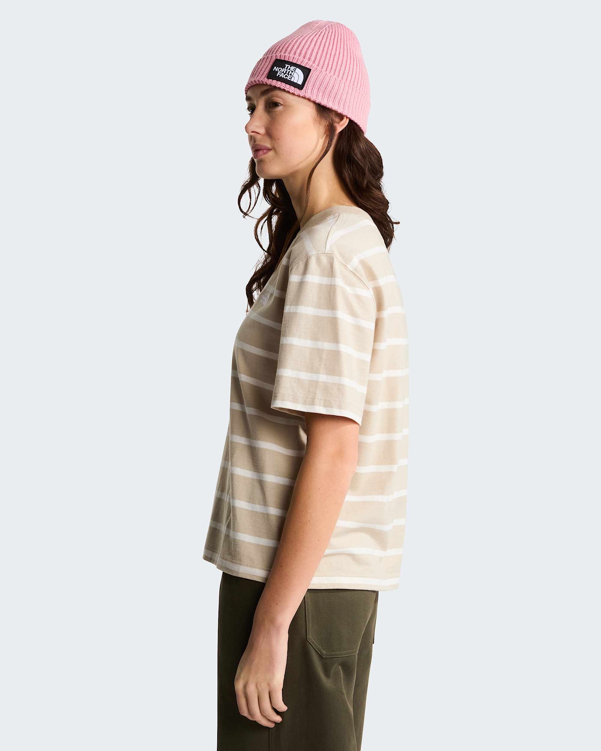 Vista Stripe T-Shirt Damen – Timeless Taupe TNF Open Stripe