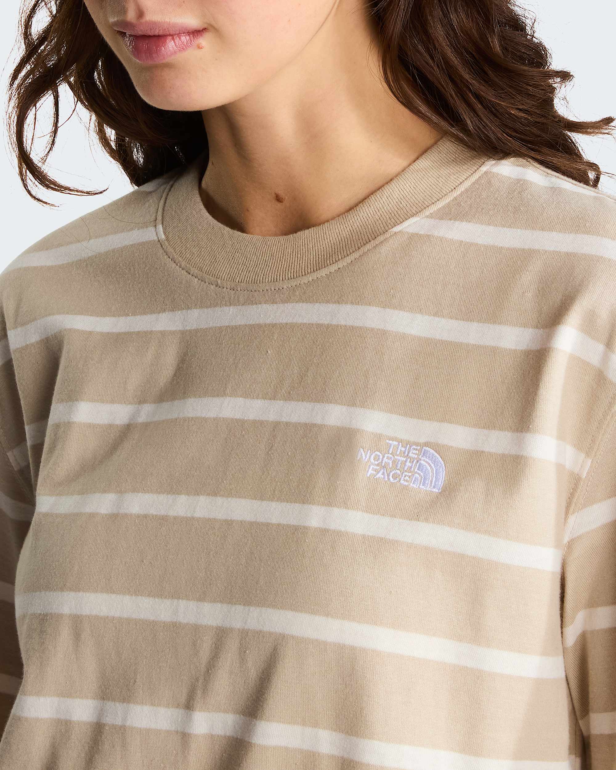 Vista Stripe T-Shirt Damen – Timeless Taupe TNF Open Stripe