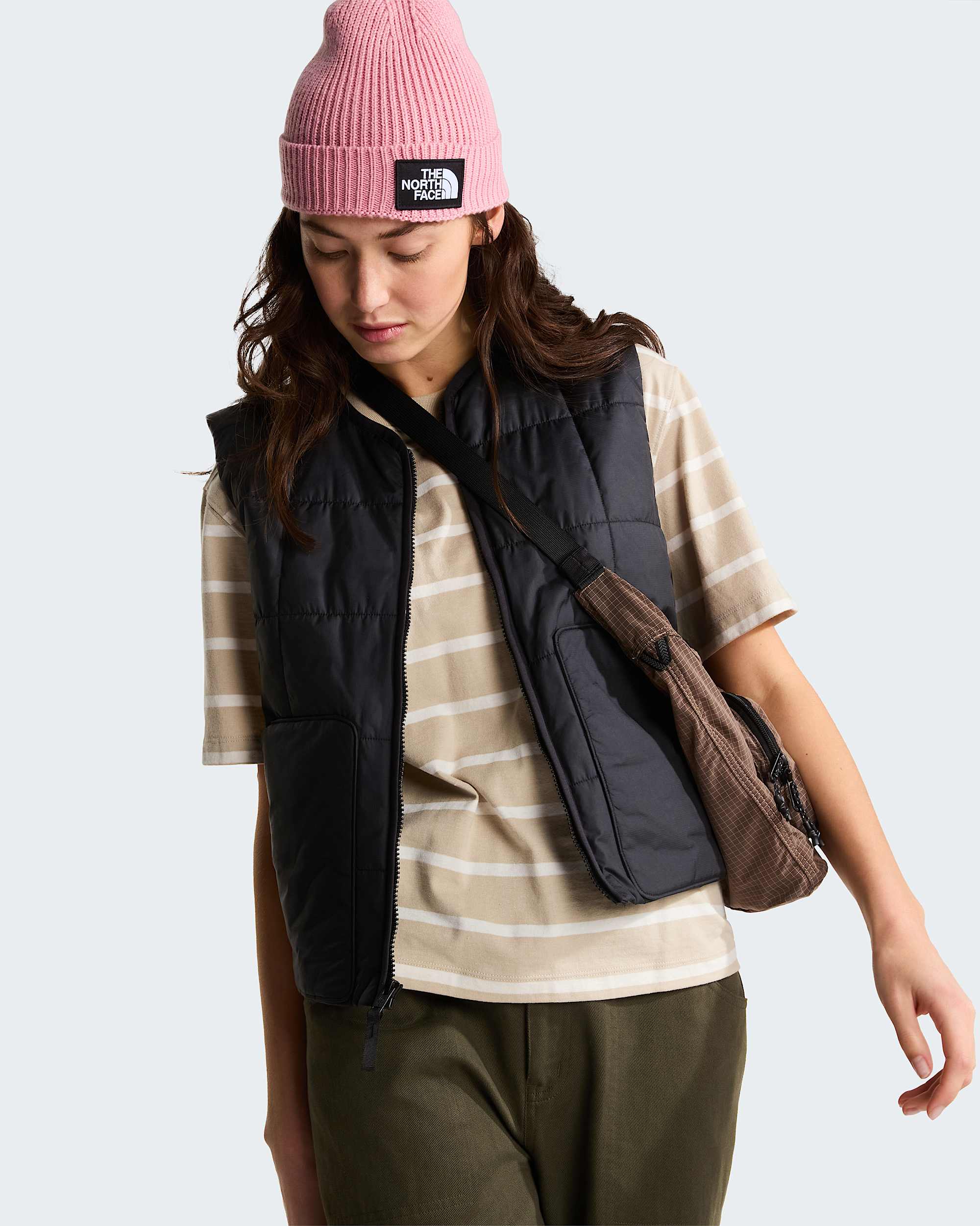 Vista Stripe T-Shirt Damen – Timeless Taupe TNF Open Stripe