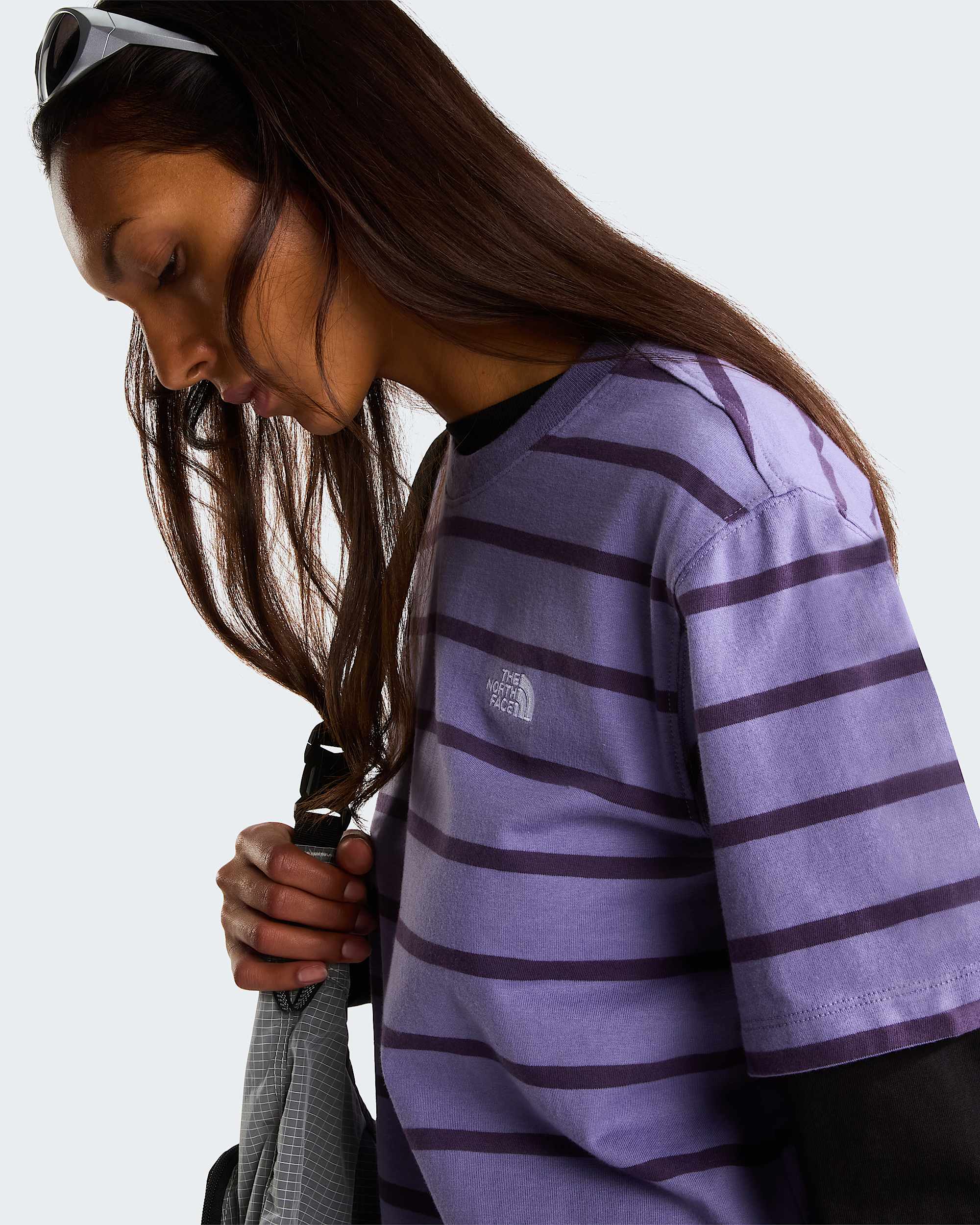 Vista Stripe T-Shirt Damen – Grounded Plum TNF Open Stripe