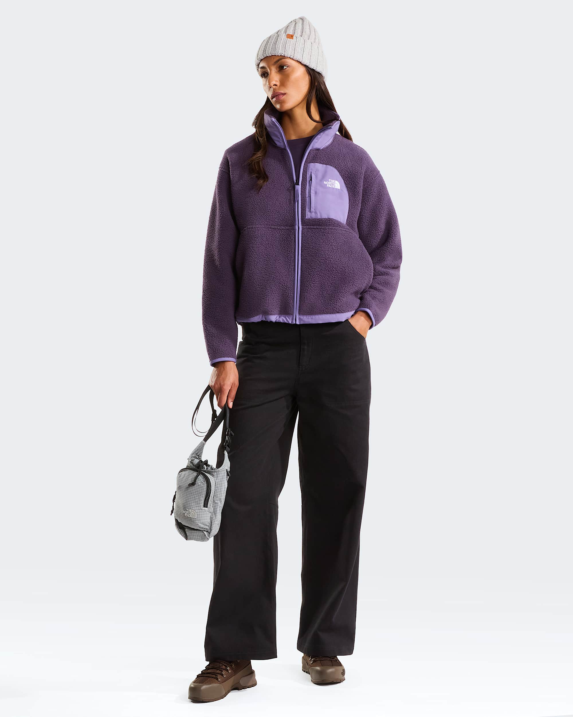 Yumiori Off-Peak Fleecejacke mit durchgehendem RV für Damen – Endless Dusk-Grounded Plum