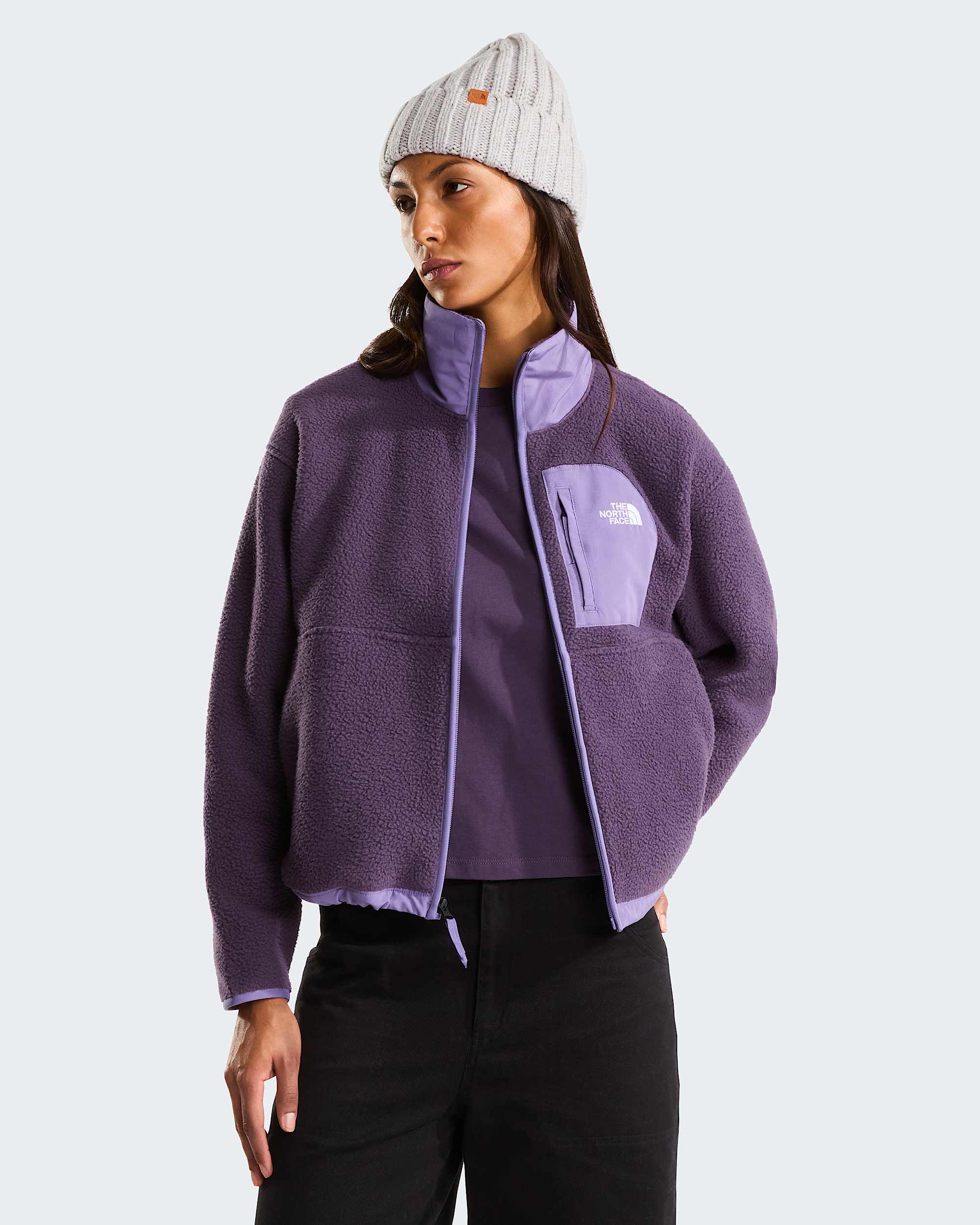 Yumiori Off-Peak Fleecejacke mit durchgehendem RV für Damen – Endless Dusk-Grounded Plum