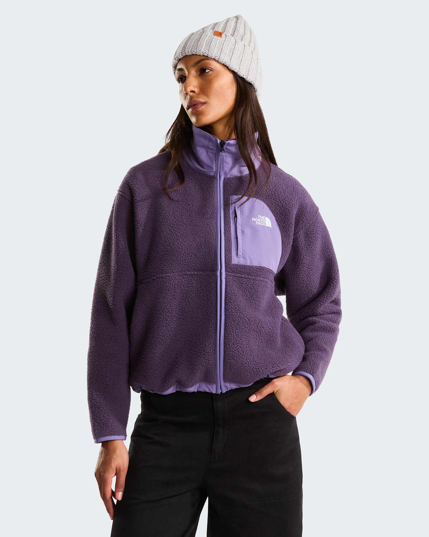 Yumiori Off-Peak Fleecejacke mit durchgehendem RV für Damen – Endless Dusk-Grounded Plum