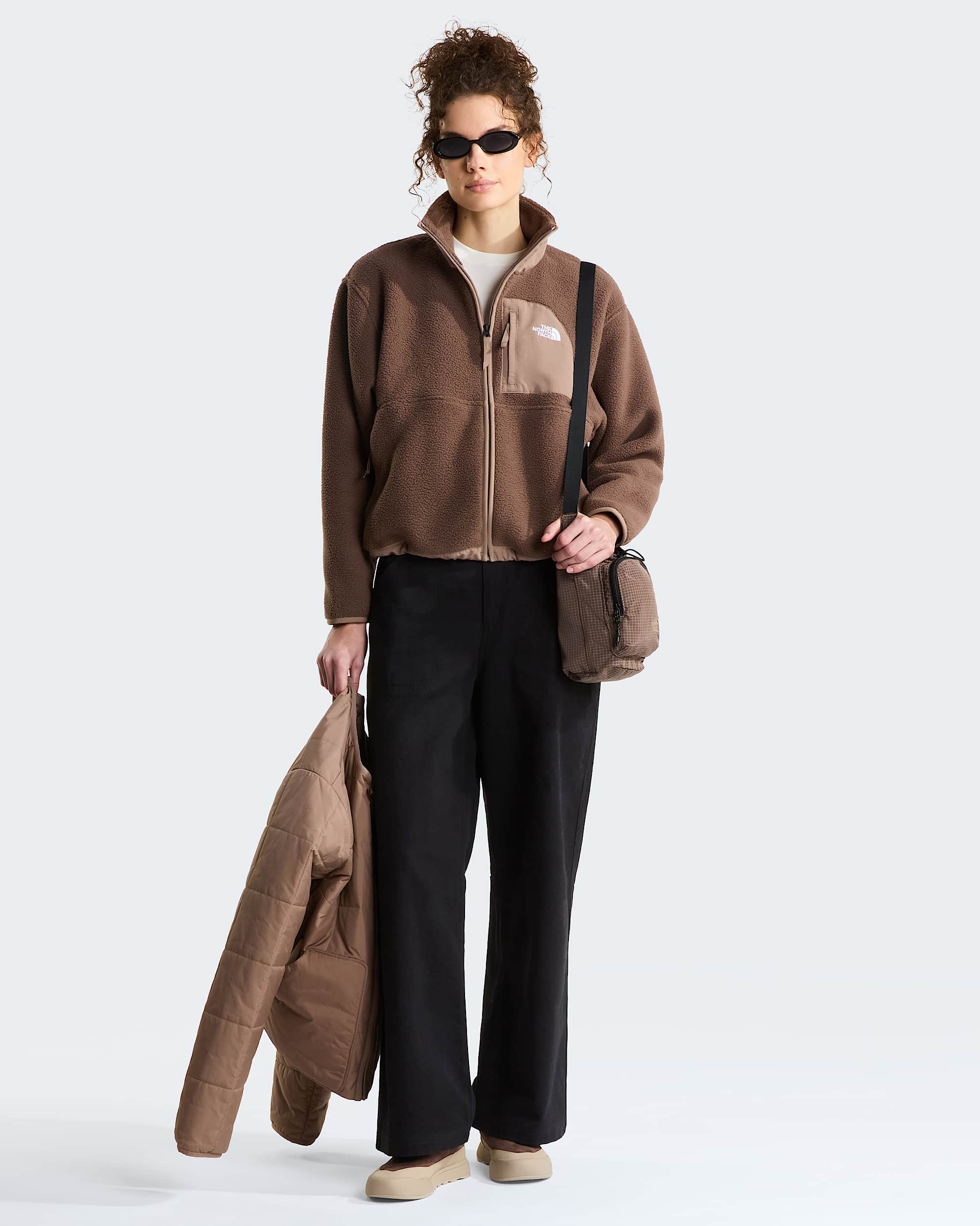 Yumiori Off-Peak Fleecejacke mit durchgehendem RV für Damen – Smokey Brown-Garnet