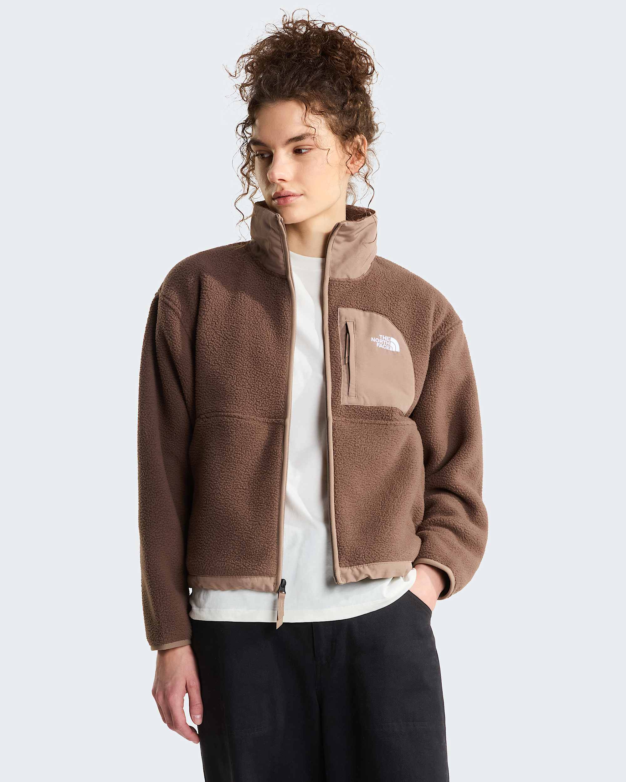 Yumiori Off-Peak Fleecejacke mit durchgehendem RV für Damen – Smokey Brown-Garnet