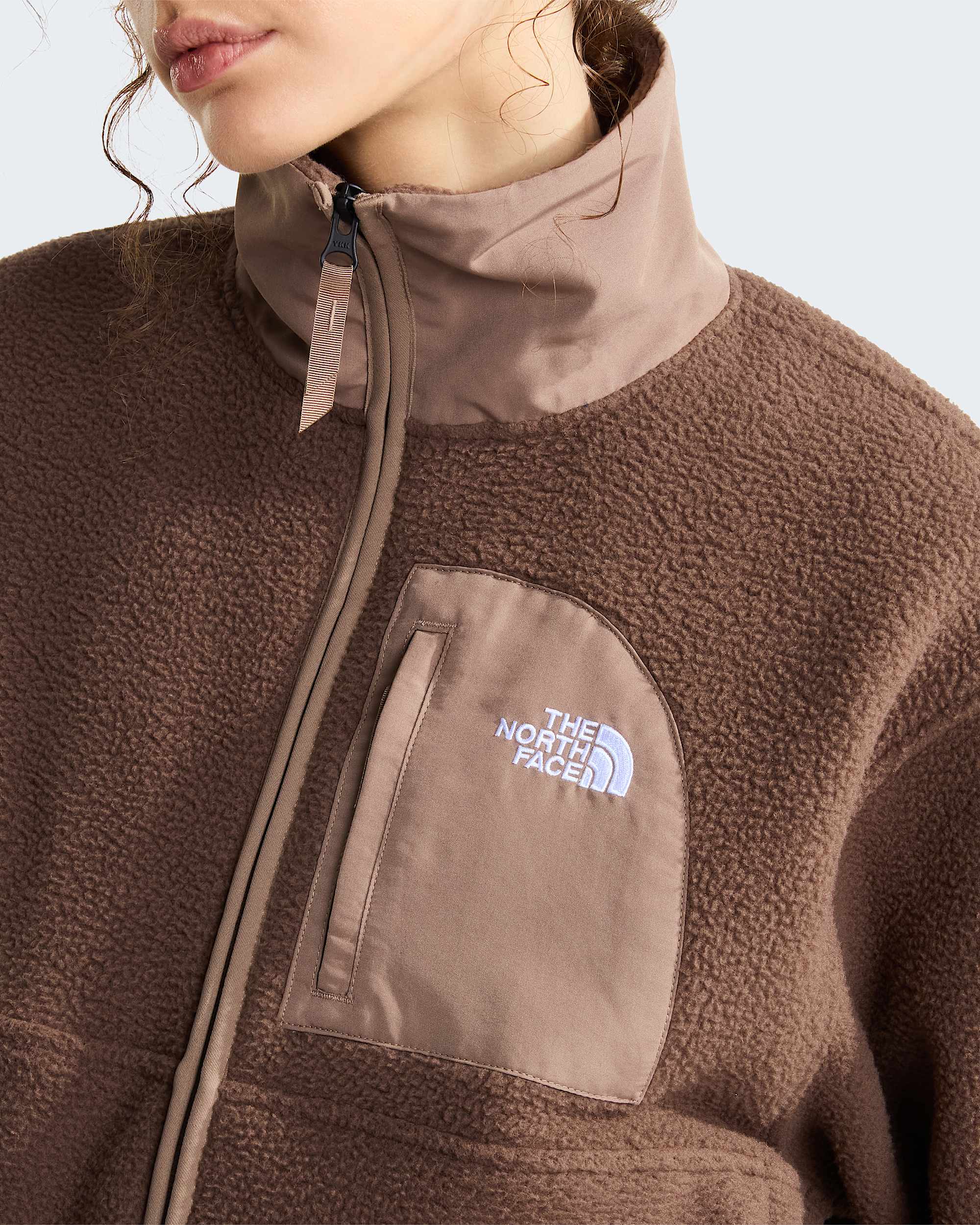 Yumiori Off-Peak Fleecejacke mit durchgehendem RV für Damen – Smokey Brown-Garnet