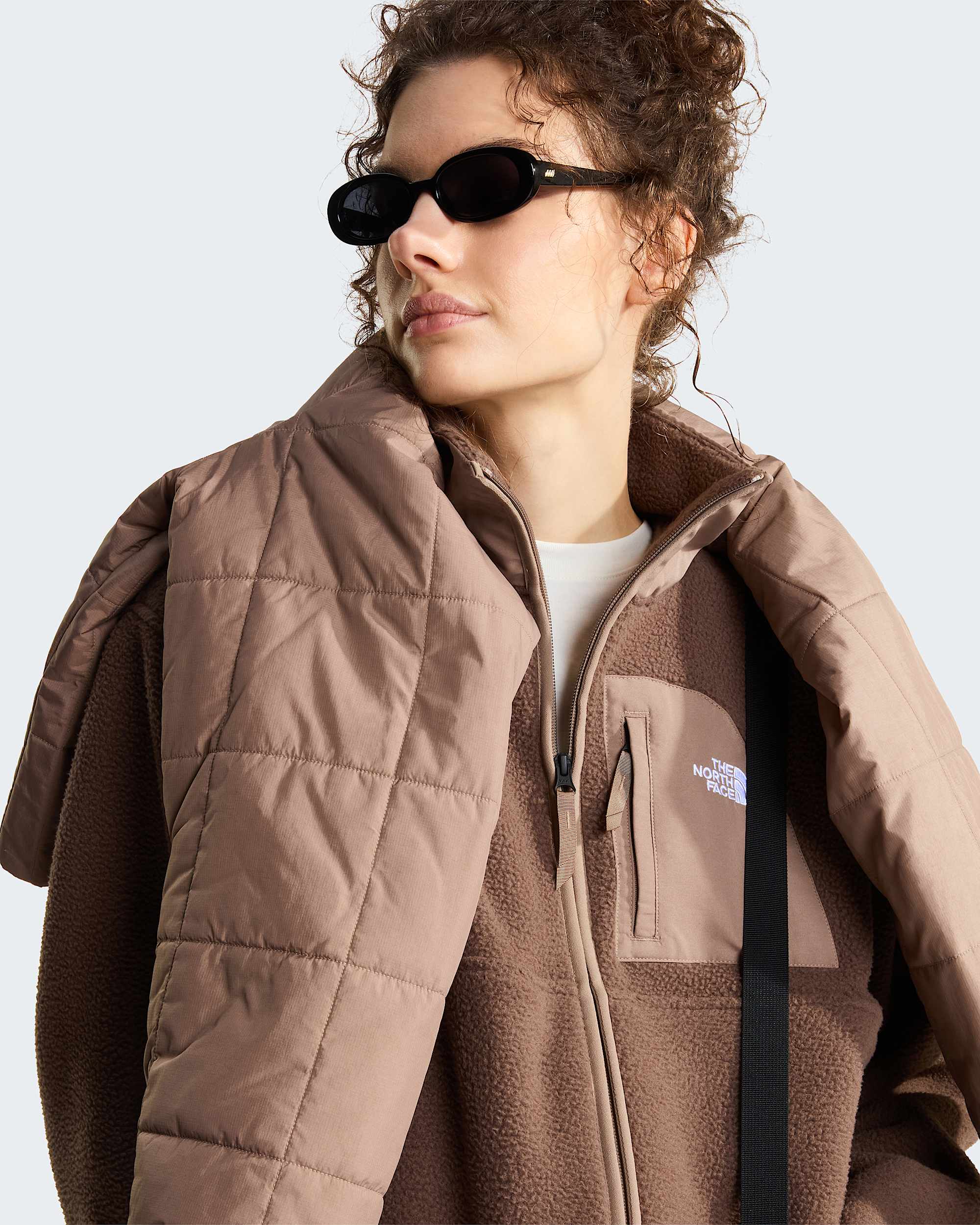 Yumiori Off-Peak Fleecejacke mit durchgehendem RV für Damen – Smokey Brown-Garnet