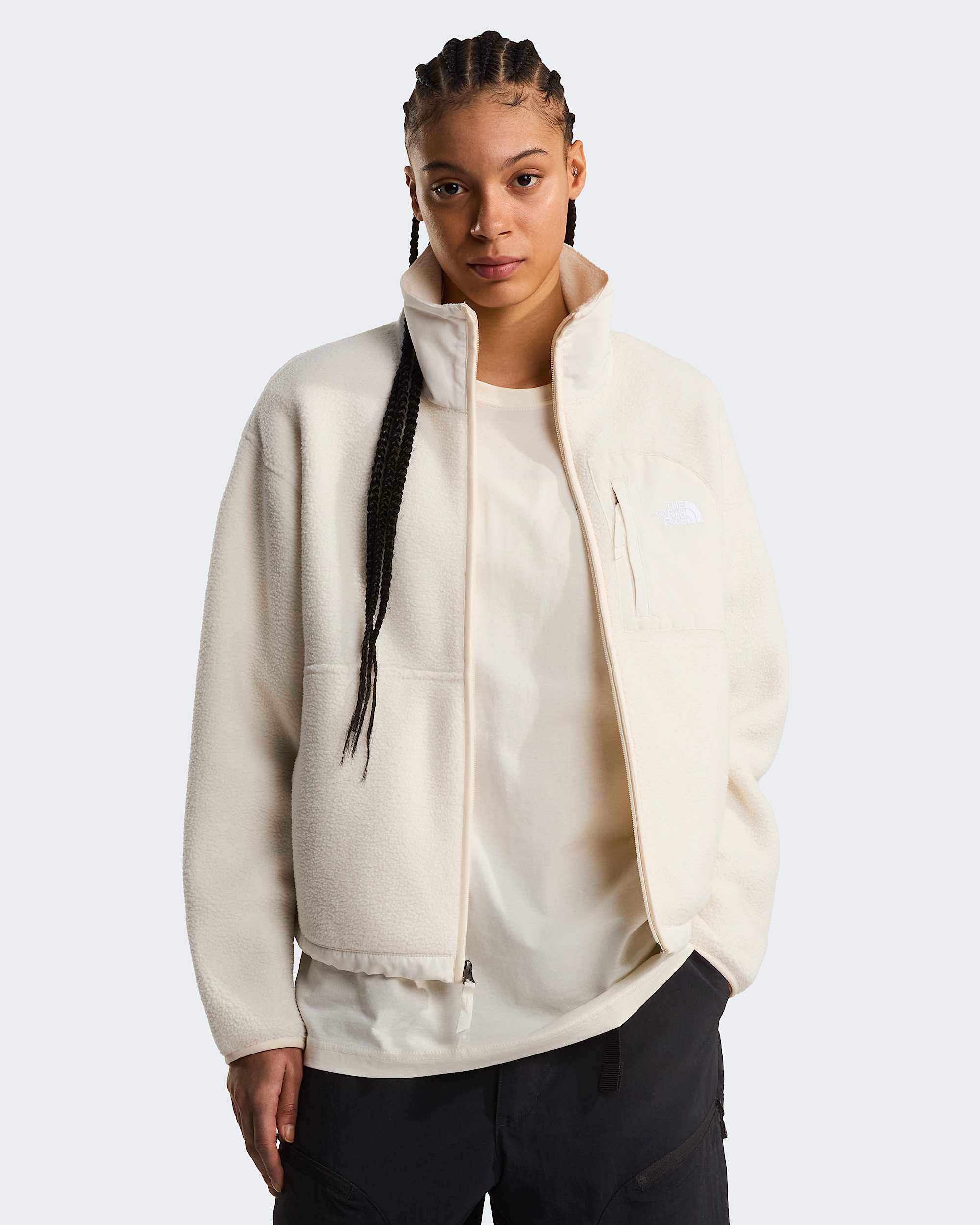 Yumiori Off-Peak Fleecejacke mit durchgehendem RV für Damen – White Dune