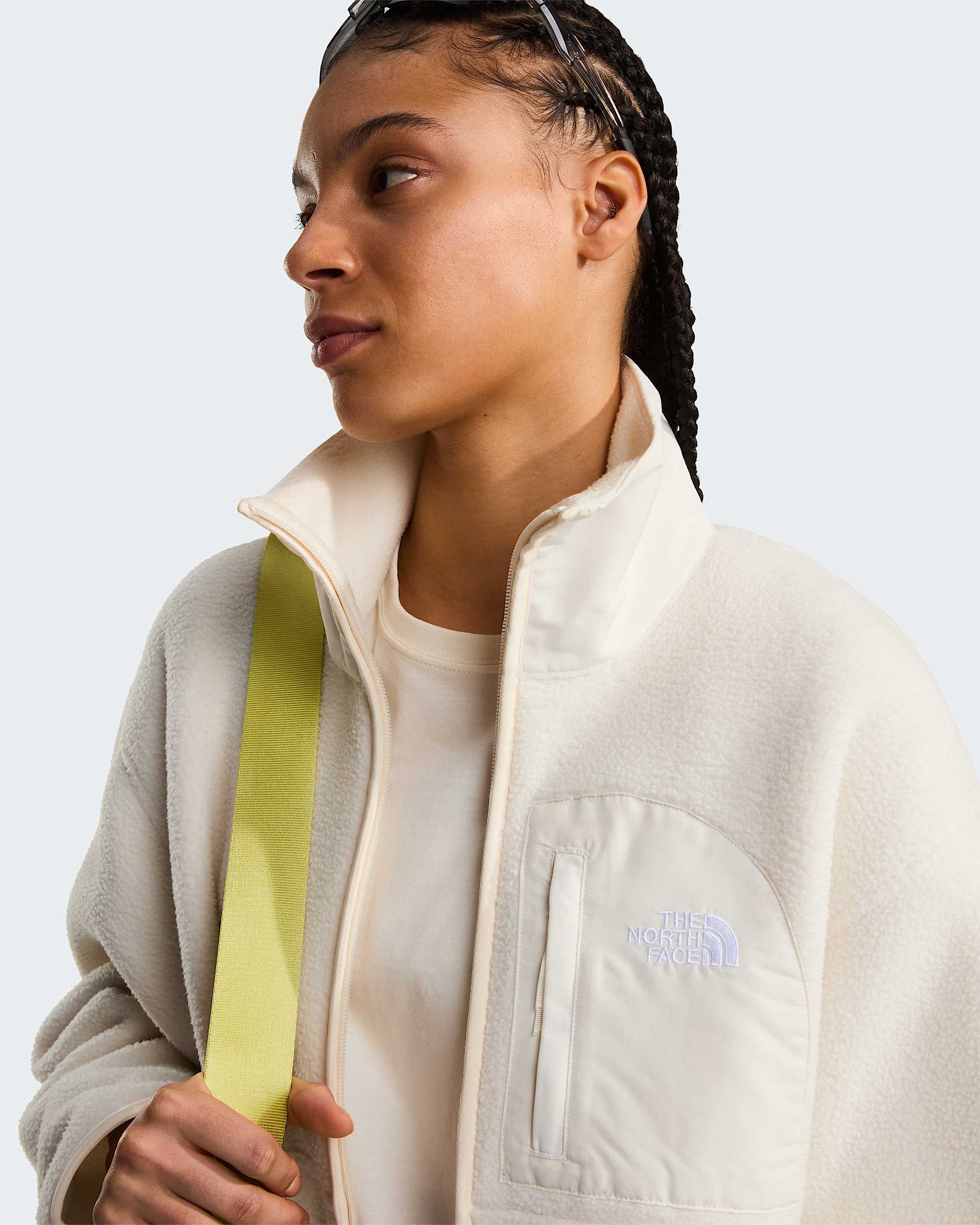 Yumiori Off-Peak Fleecejacke mit durchgehendem RV für Damen – White Dune