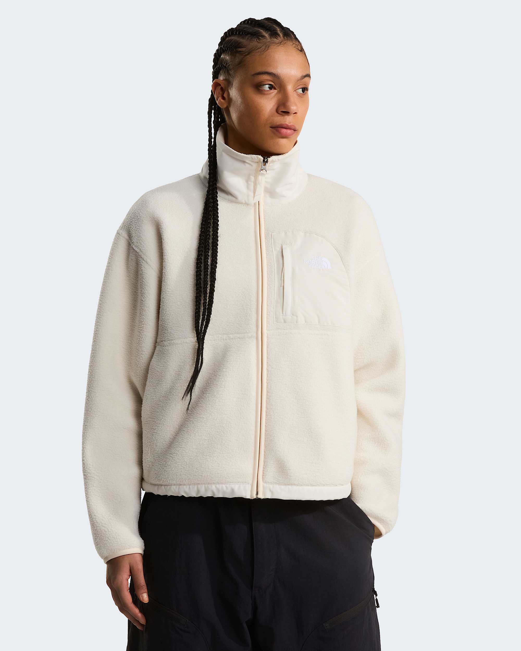 Yumiori Off-Peak Fleecejacke mit durchgehendem RV für Damen – White Dune