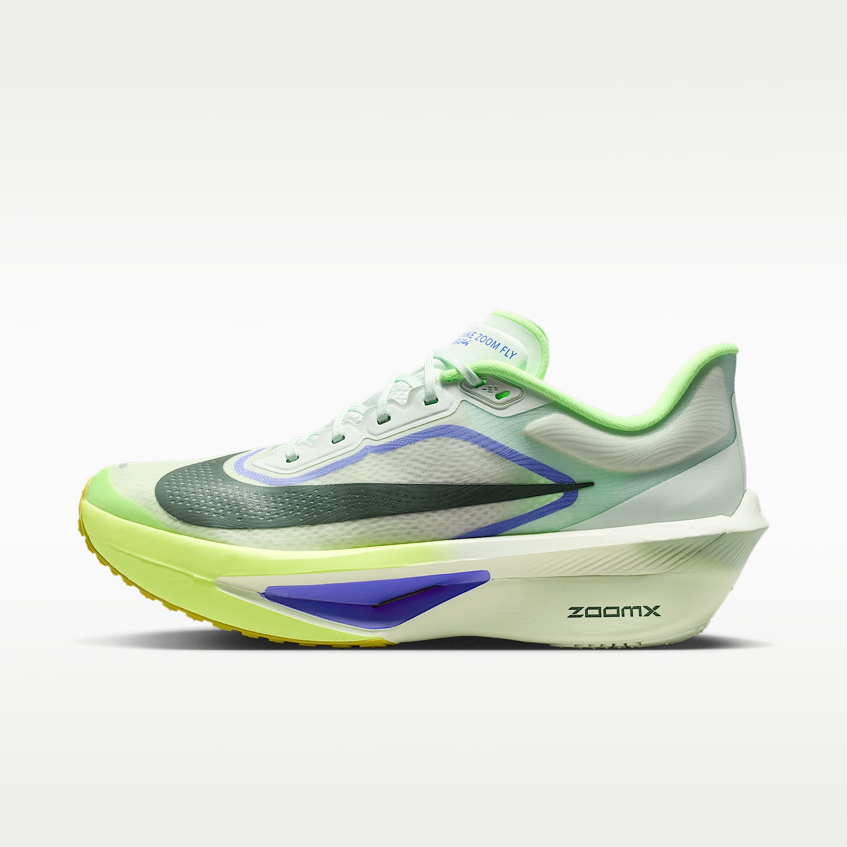 Nike Zoom Fly 6 Straßenlaufschuh für Wettkämpfe (Herren) – Barely Green/Volt Ice/Sapphire/Black Spruce