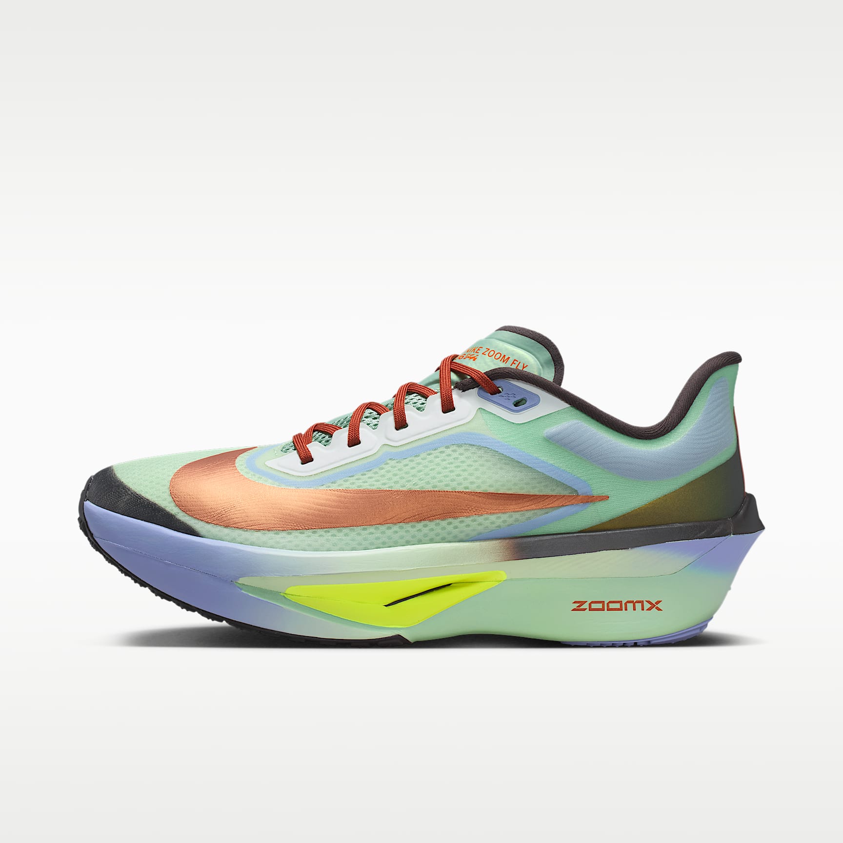 Nike Zoom Fly 6 Straßenlaufschuh für Wettkämpfe (Herren) – Steam/Frosted Spruce/Purple Fade/Rugged Orange