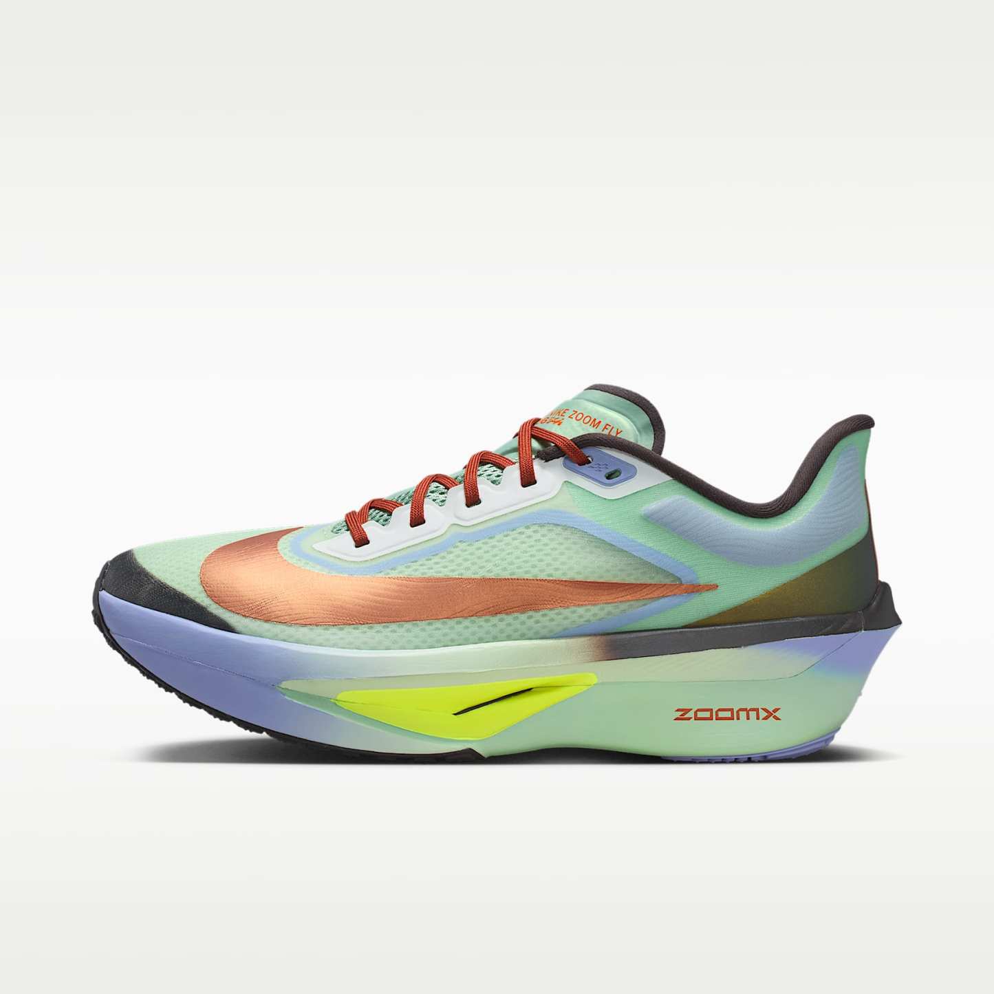 Nike Zoom Fly 6 Straßenlaufschuh für Wettkämpfe (Herren) – Steam/Frosted Spruce/Purple Fade/Rugged Orange