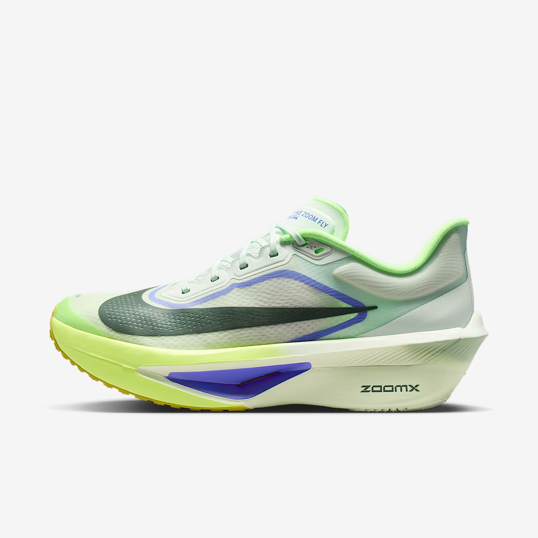 Nike Zoom Fly 6 Straßenlaufschuh für Wettkämpfe (Herren) – Barely Green/Volt Ice/Sapphire/Black Spruce