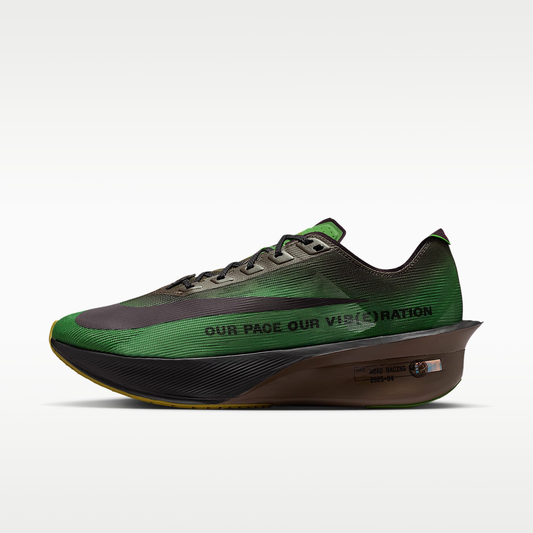 Nike Vaporfly 4 Laufschuh für Straßenwettkämpfe (Herren) – Chlorophyll/Off Noir/Mink Brown/Burgundy Ash