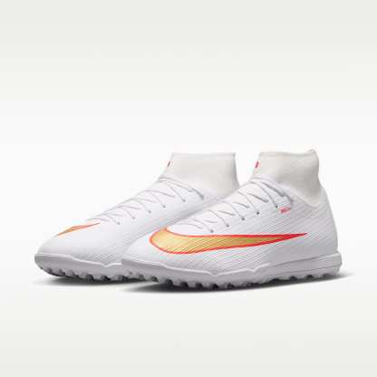 Nike Mercurial Superfly 11 Academy High-Top-Fußballschuh für Turf – Weiß/Bright Crimson/Blur