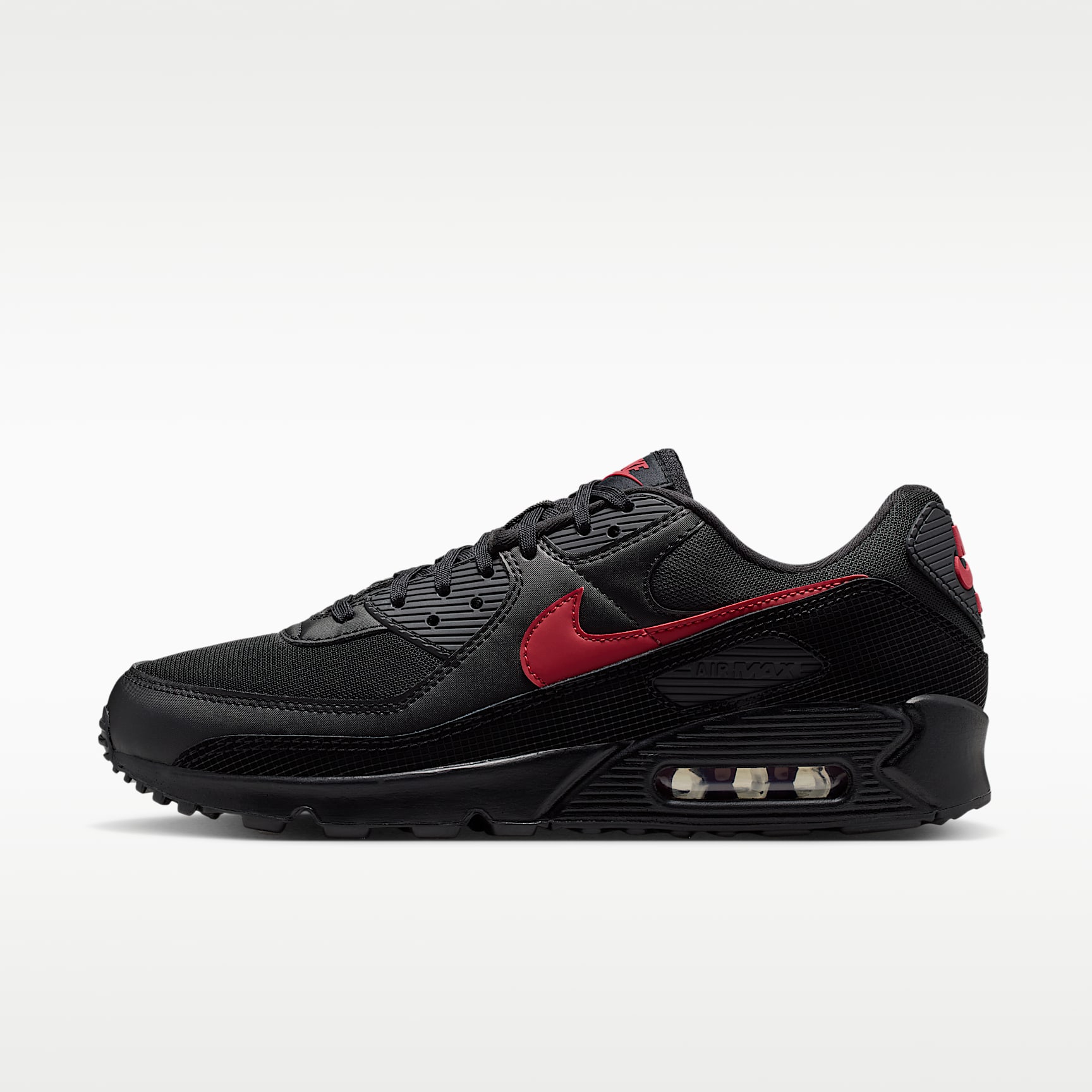 Nike Air Max 90 Schuh (Herren) – Schwarz/Schwarz/Tough Red