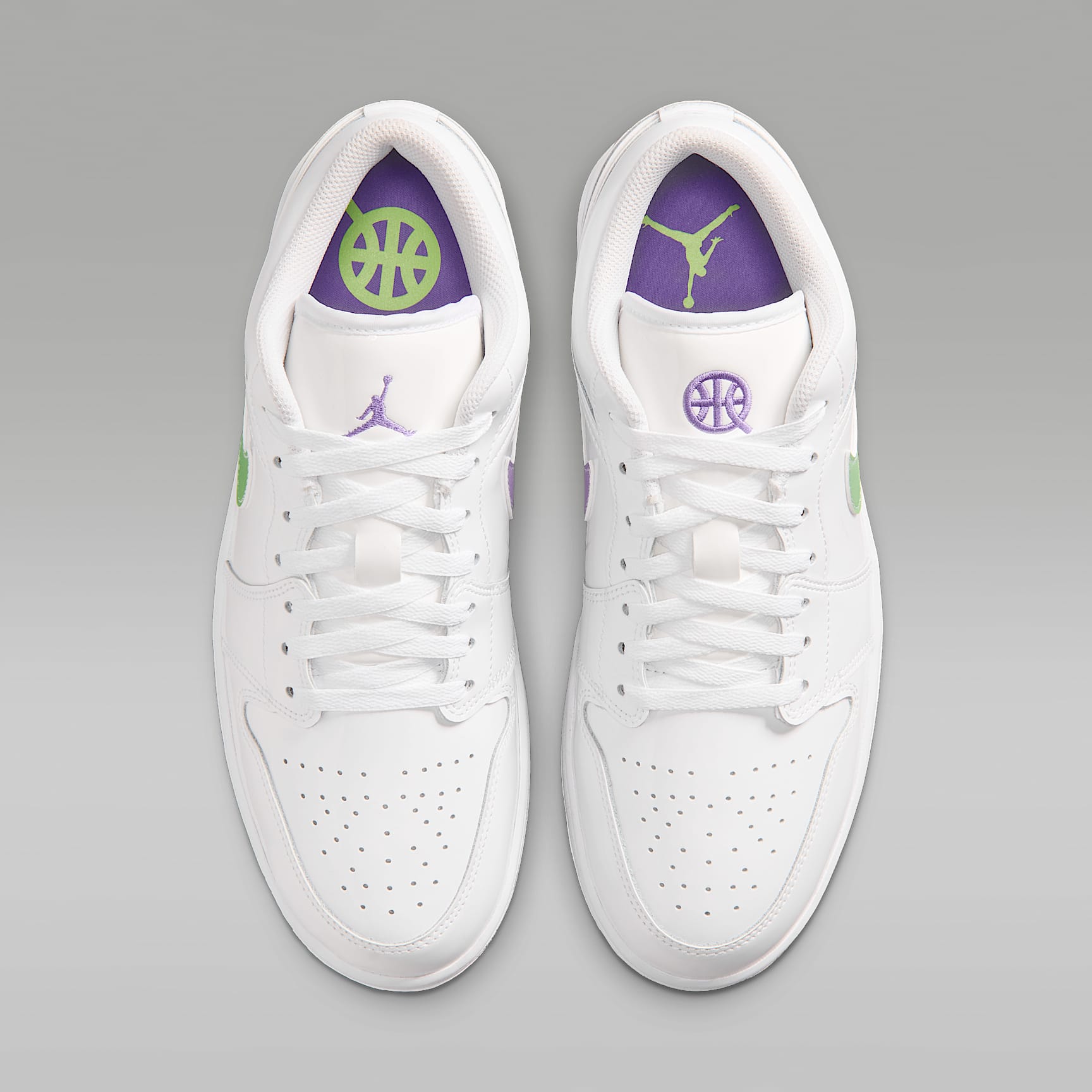Air Jordan 1 Low SE Quai 54 Herrenschuh – Weiß/Key Lime/Action Grape