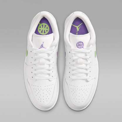 Air Jordan 1 Low SE Quai 54 Herrenschuh – Weiß/Key Lime/Action Grape