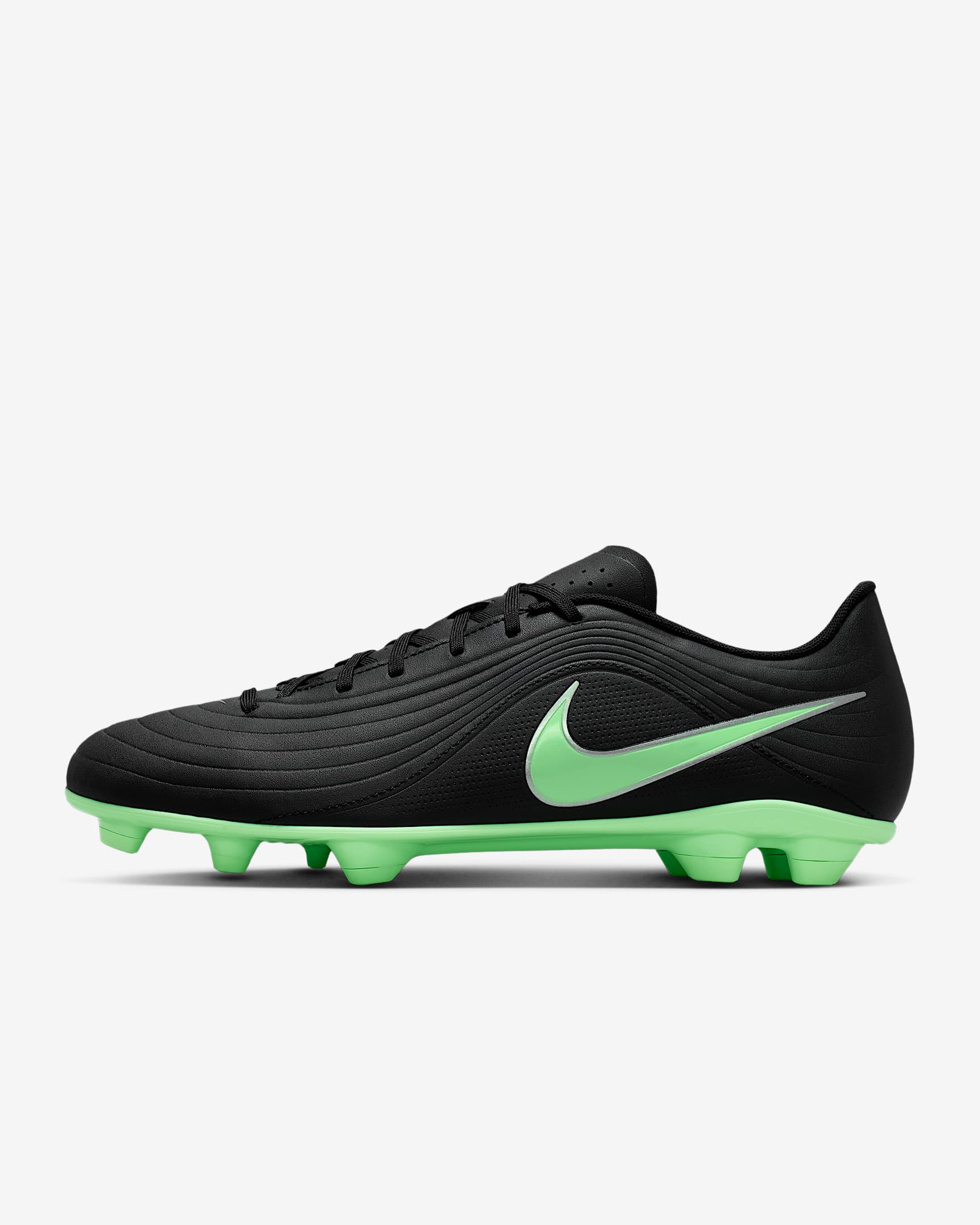 Nike Tiempo Maestro Club Low-Top-Fußballschuh für verschiedene Böden – Schwarz/Schwarz/Illusion Green