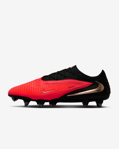 Nike Phantom 6 Low Elite Fußballschuh für weichen Rasen – Bright Crimson/Schwarz/Blur