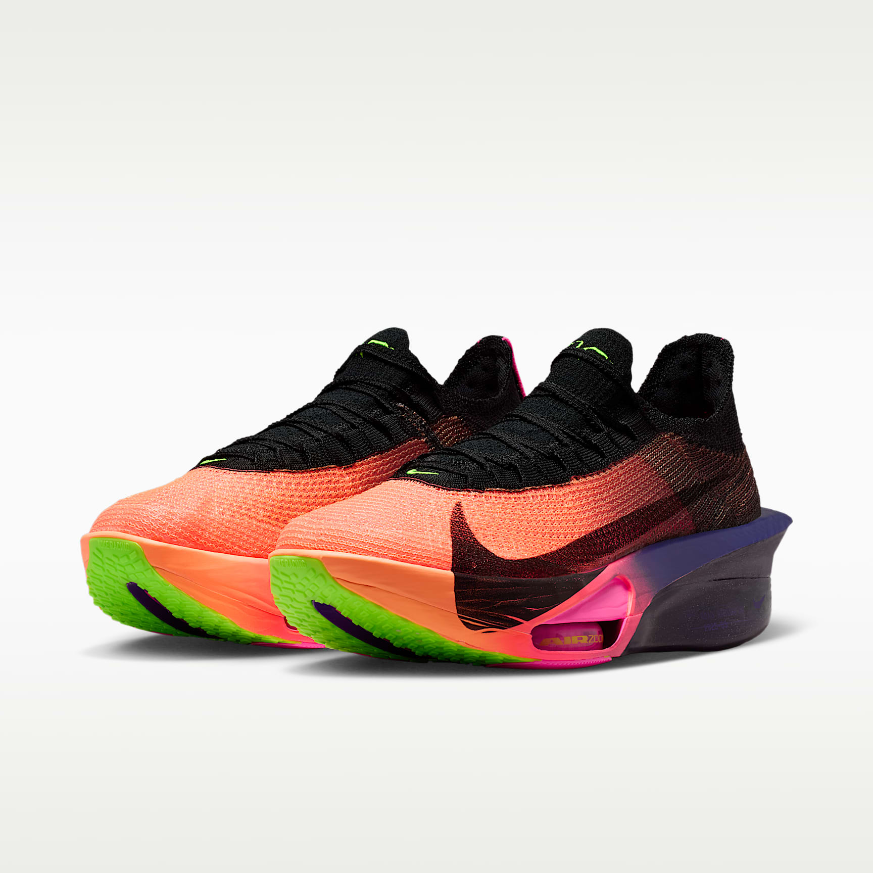 Nike Alphafly 3 Glam Laufschuhe für Straßenwettkämpfe (Herren) – Orange Pulse/Purple Dynasty/Electric Green/Schwarz