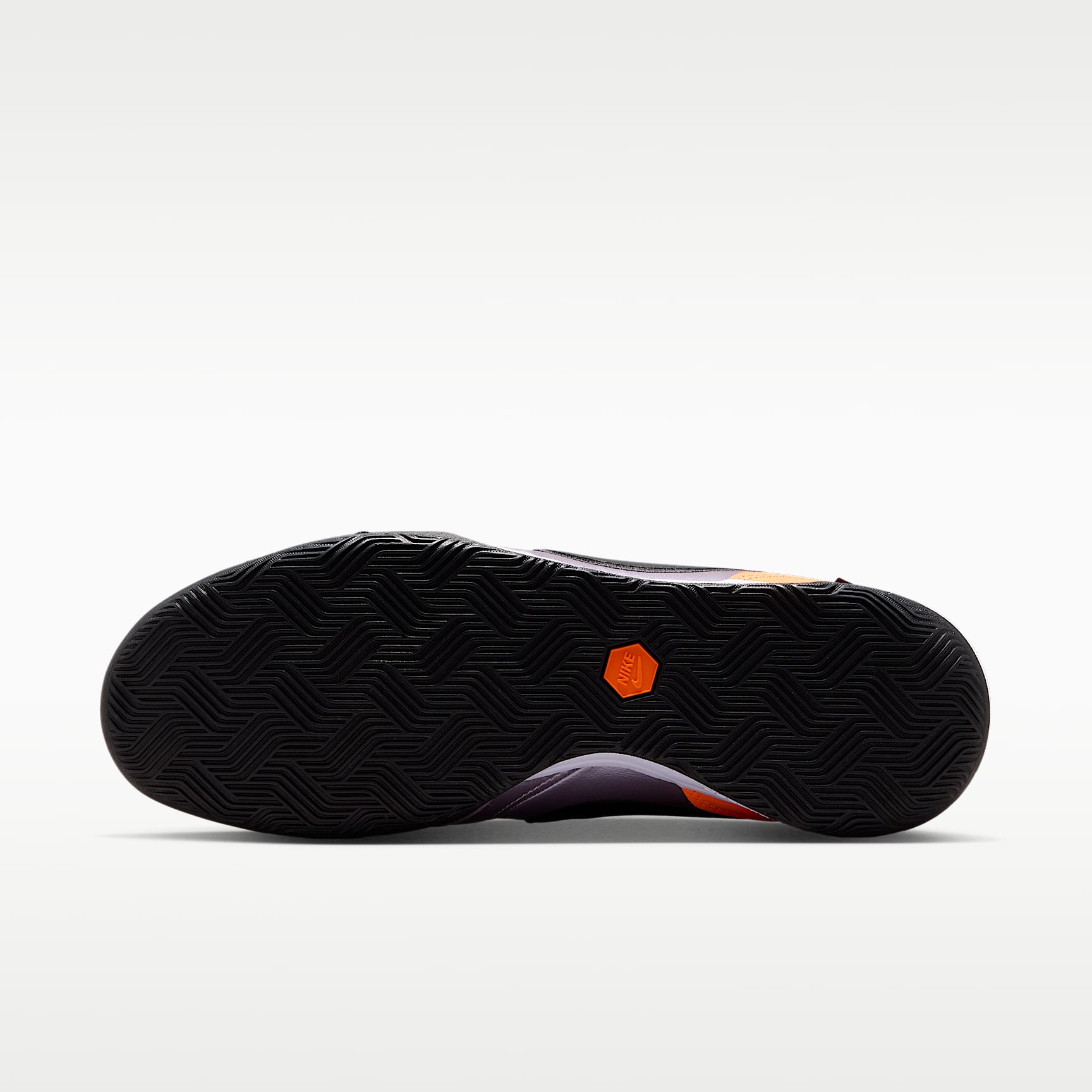 Nike Tiempo Streetgato PRM Heritage Low-Top-Fußballschuh für Hallen- und Hartplätze – Bleached Lilac/Total Orange/Schwarz